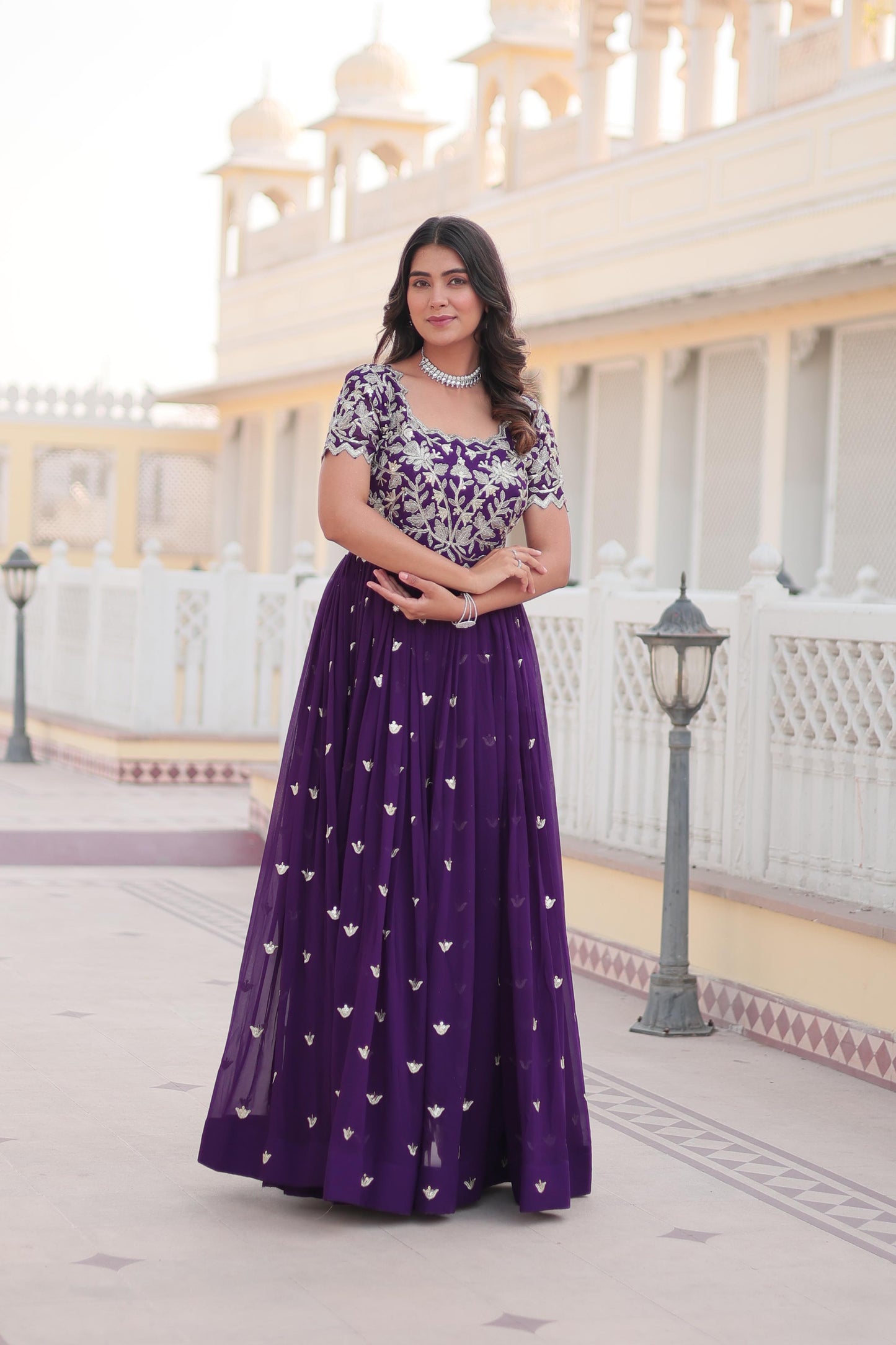 STUNNING CODING SEQUINS WORK PURPLE COLOR FANTASY ANARKALI GOWN