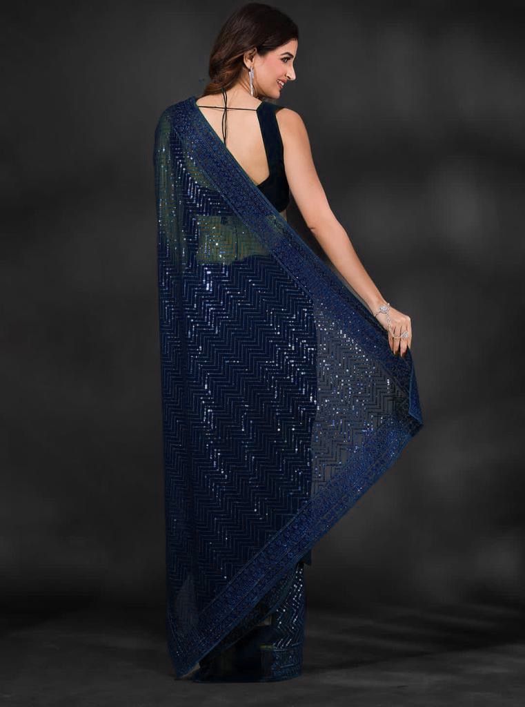 WINE COLOR CELEBRITY STYLEHEAVY GEORGETTE SAREE