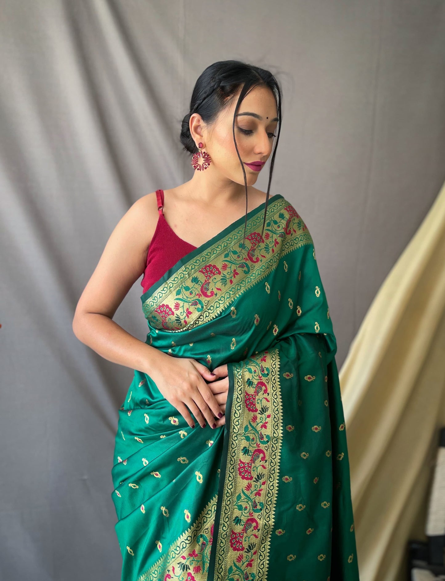 RANI PINK PURE PAITHANI WITH RICHED WEAVED PALLU SAREE
