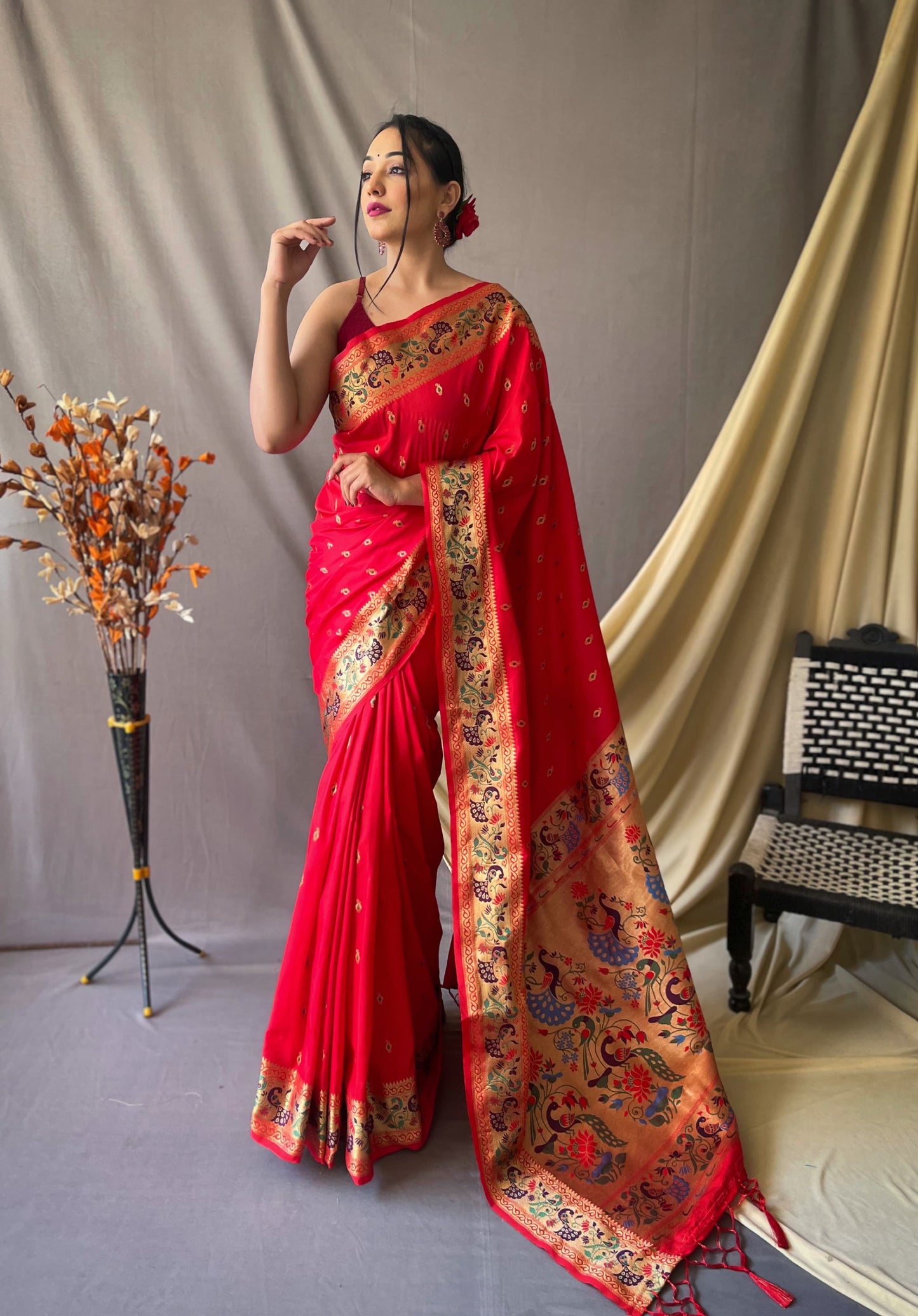 RANI PINK PURE PAITHANI WITH RICHED WEAVED PALLU SAREE