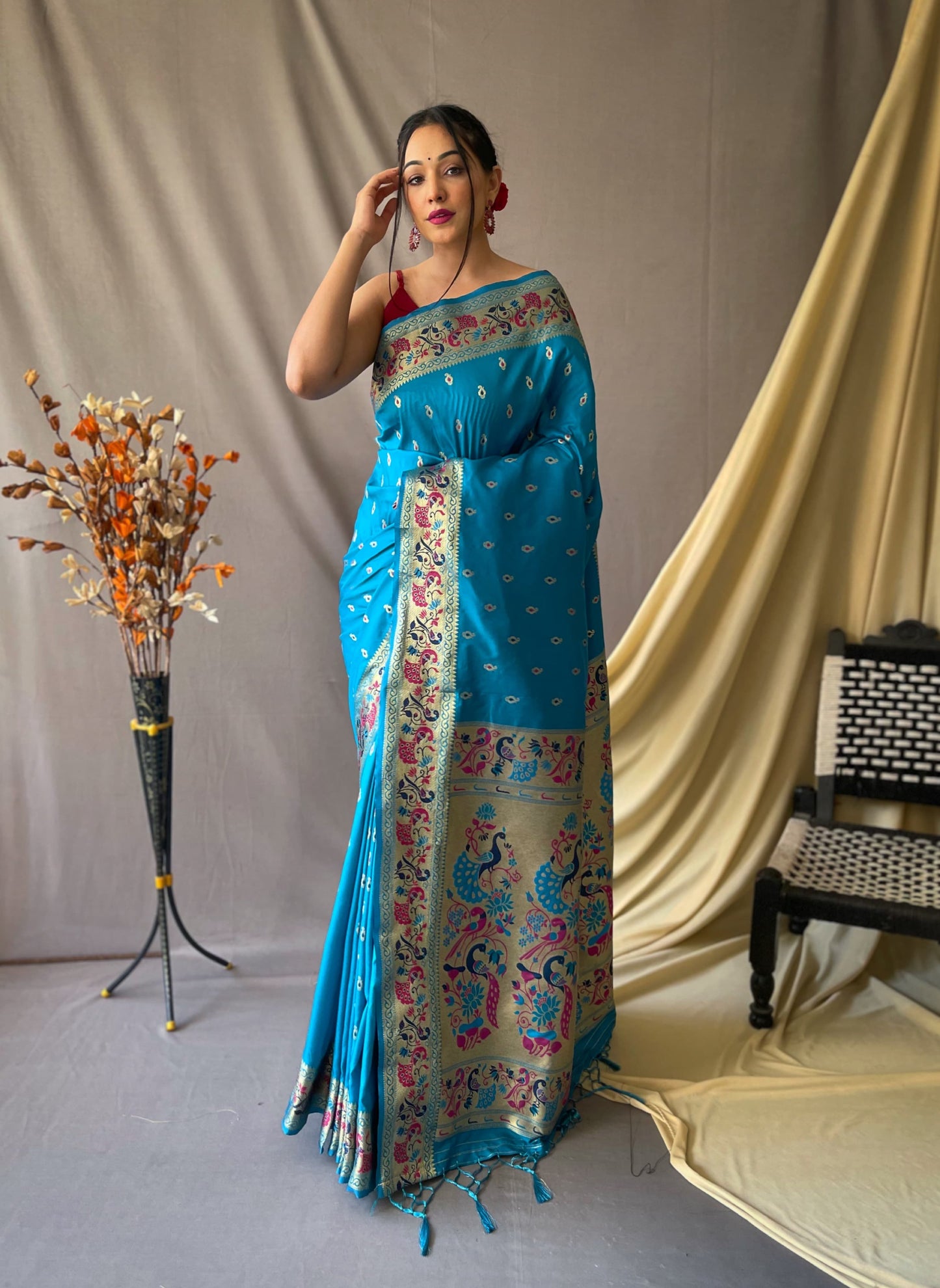 RANI PINK PURE PAITHANI WITH RICHED WEAVED PALLU SAREE