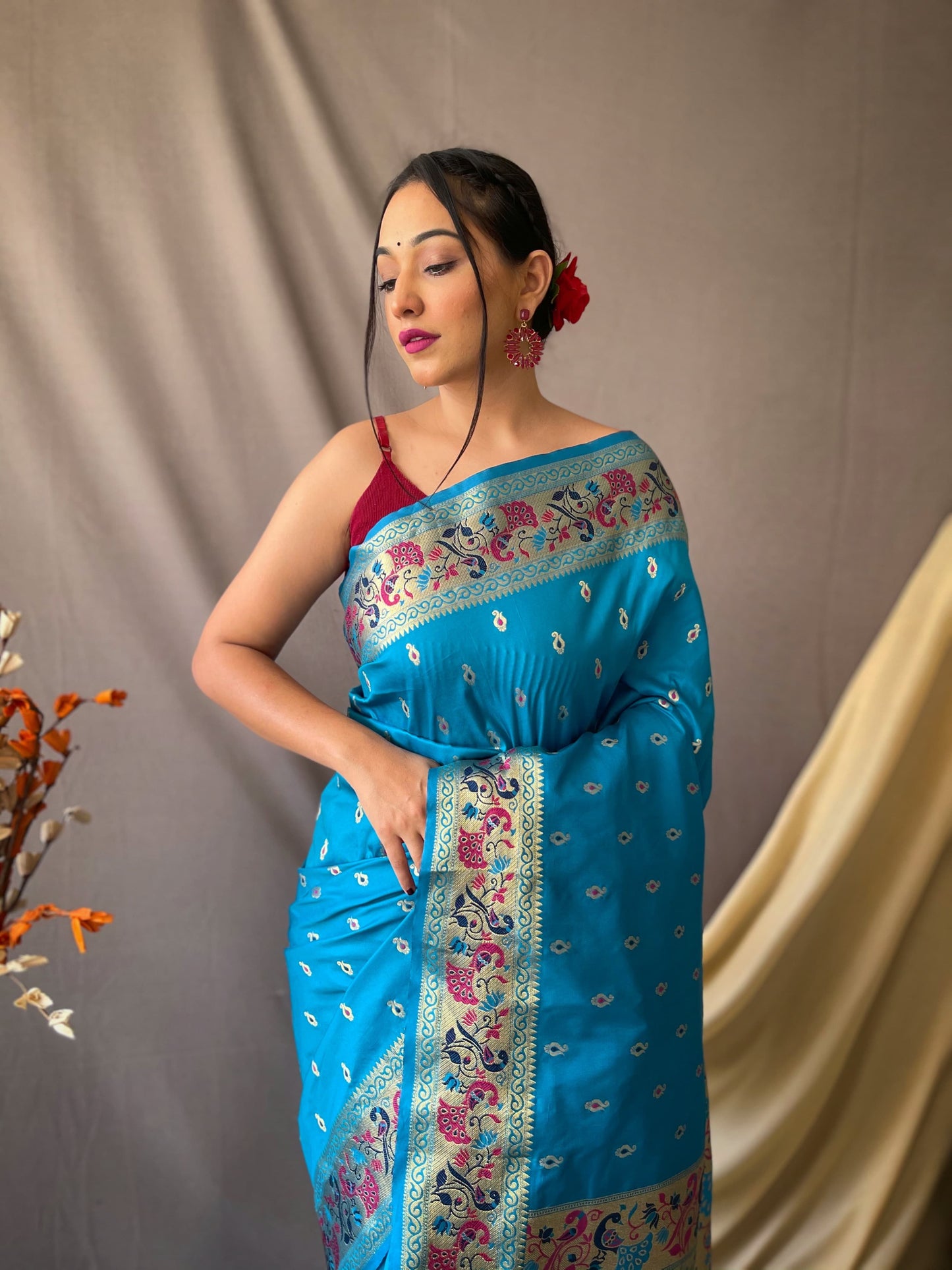 RANI PINK PURE PAITHANI WITH RICHED WEAVED PALLU SAREE