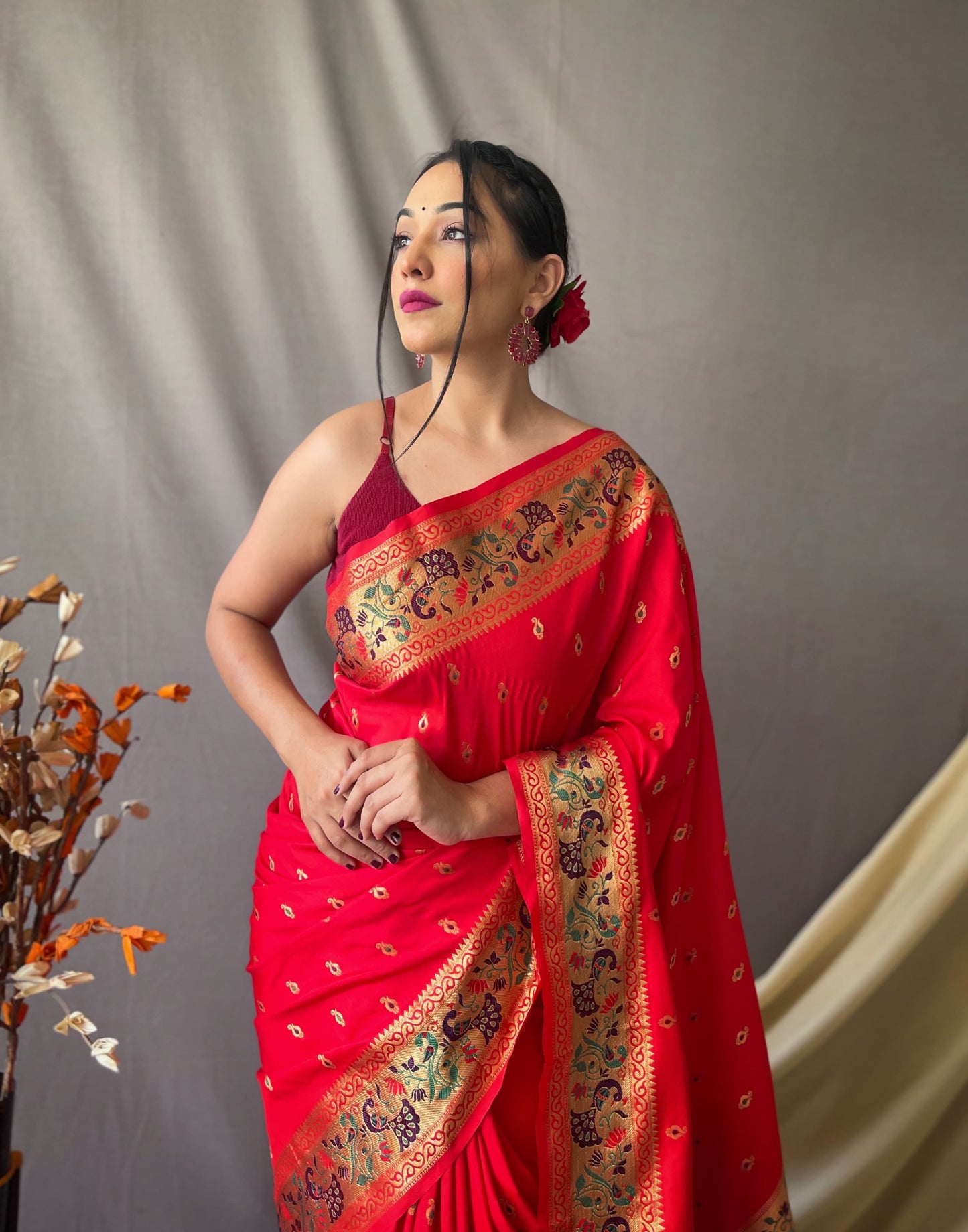 RANI PINK PURE PAITHANI WITH RICHED WEAVED PALLU SAREE
