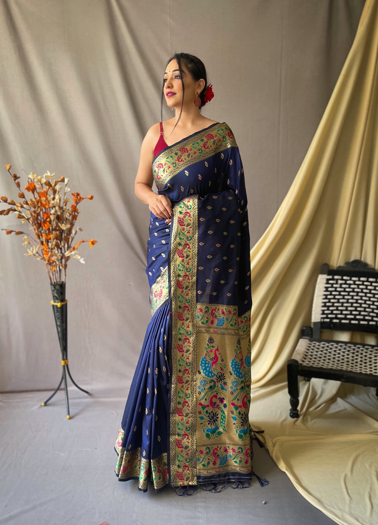 RANI PINK PURE PAITHANI WITH RICHED WEAVED PALLU SAREE