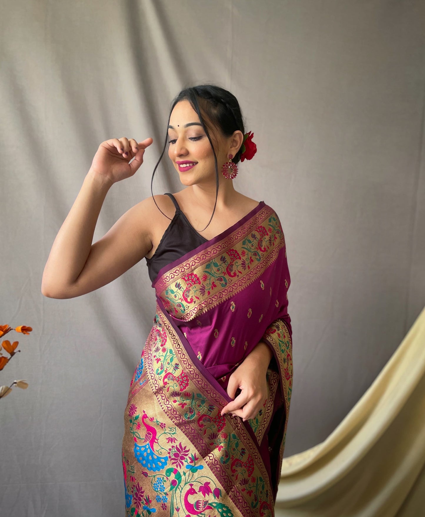 RANI PINK PURE PAITHANI WITH RICHED WEAVED PALLU SAREE