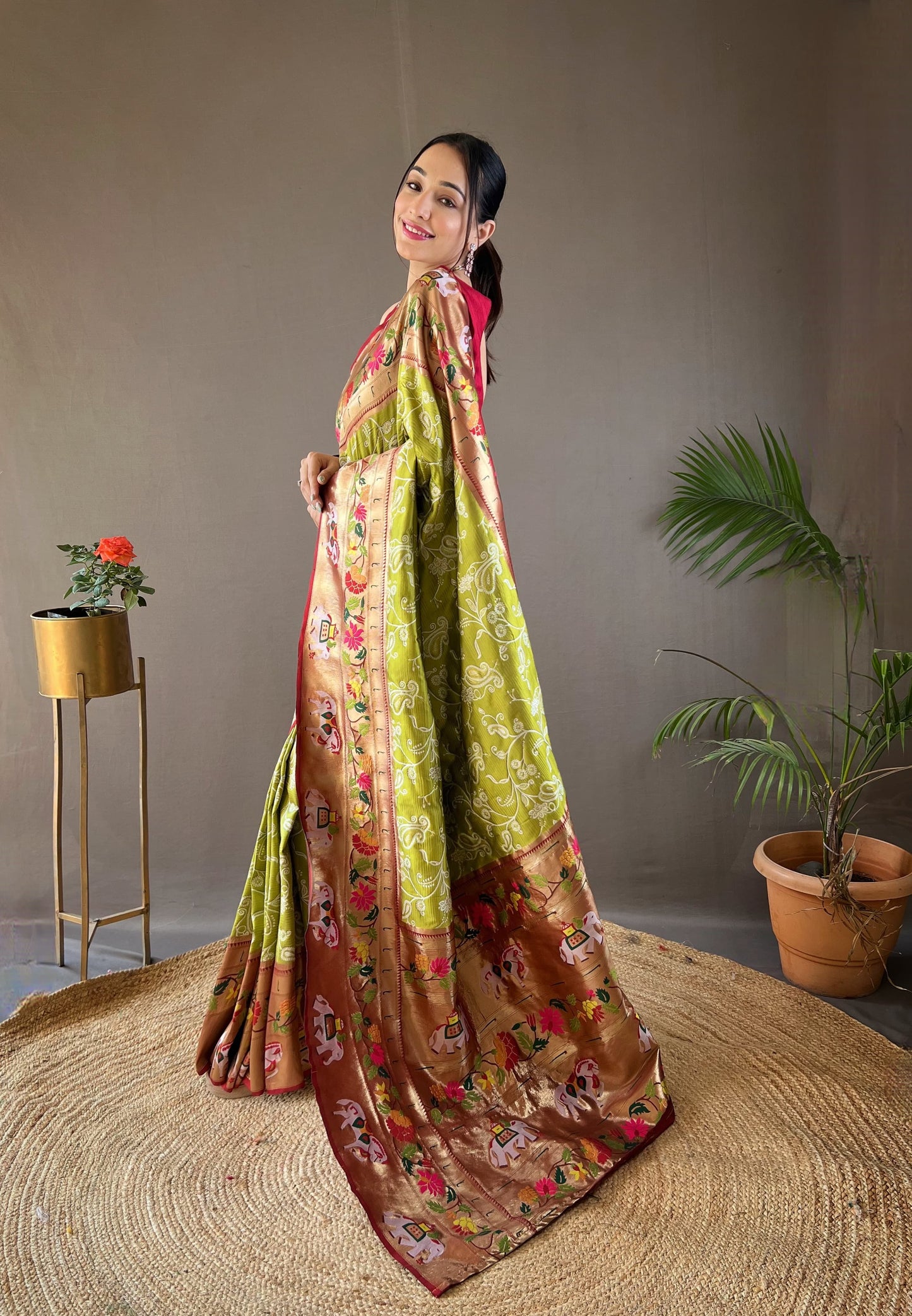 CYAN BLUE COLOR LAKHNOWI WEAVING WITH PATOLA FUSION SAREE