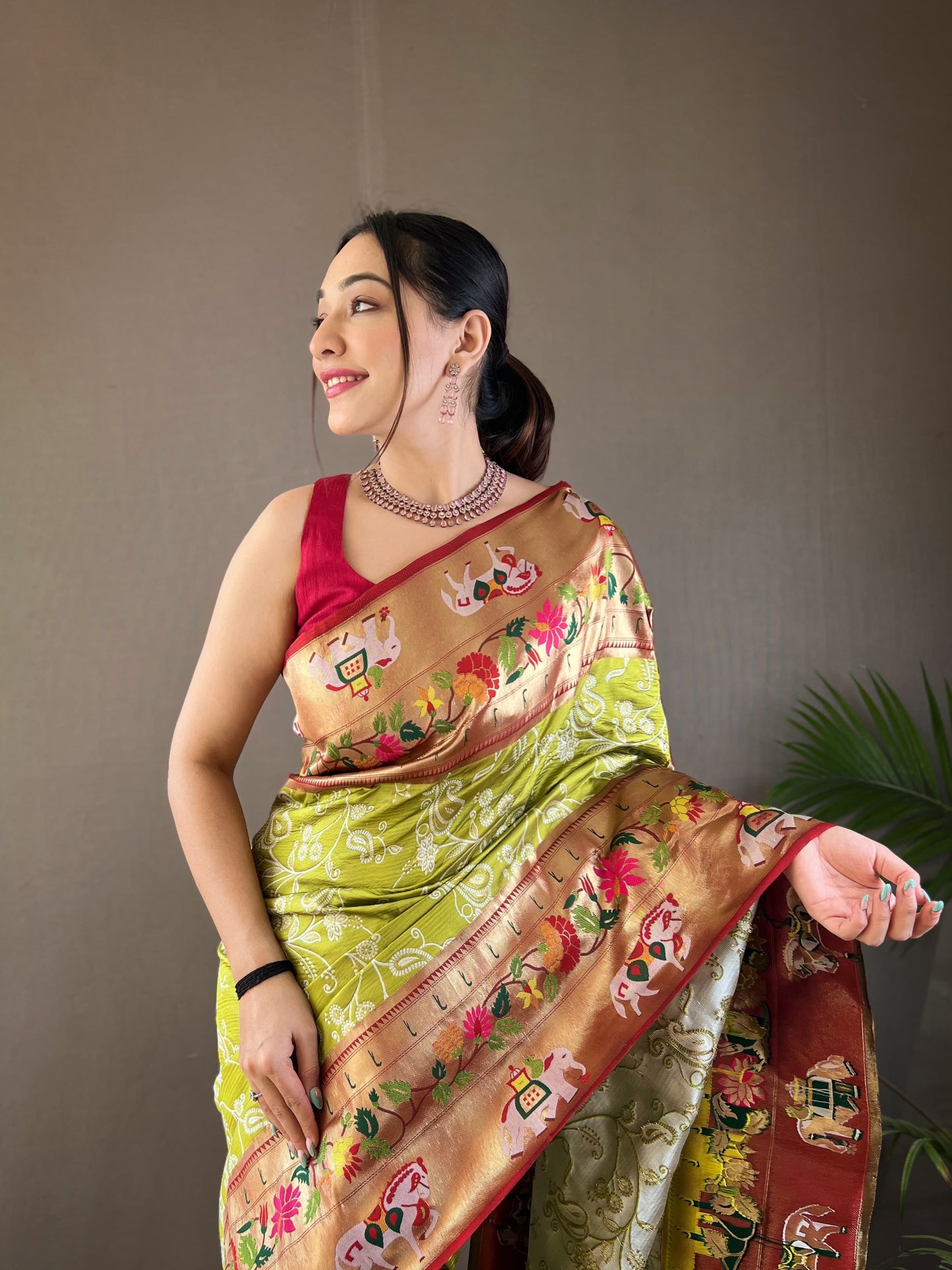 CYAN BLUE COLOR LAKHNOWI WEAVING WITH PATOLA FUSION SAREE