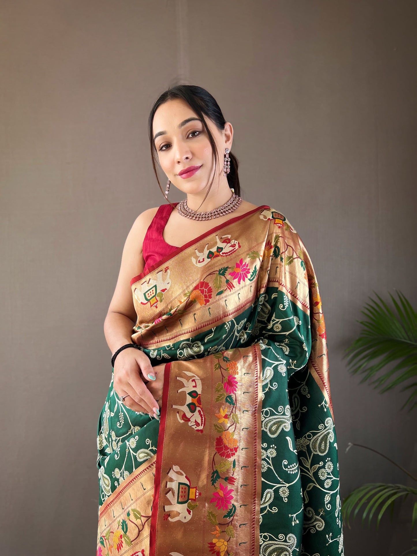 CYAN BLUE COLOR LAKHNOWI WEAVING WITH PATOLA FUSION SAREE