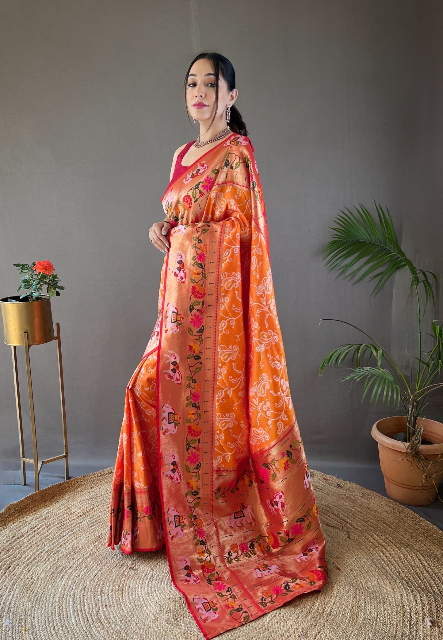 CYAN BLUE COLOR LAKHNOWI WEAVING WITH PATOLA FUSION SAREE
