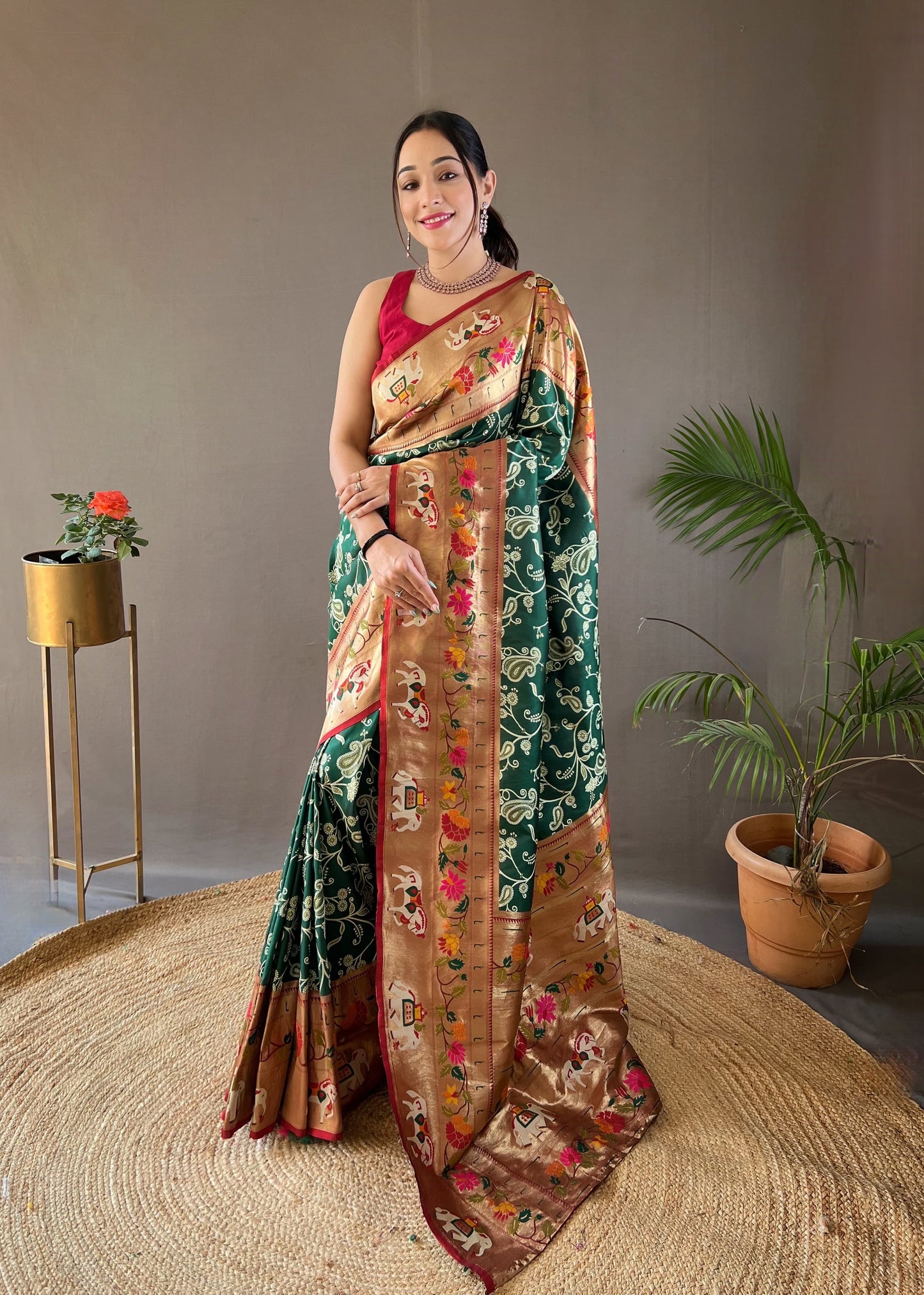 CYAN BLUE COLOR LAKHNOWI WEAVING WITH PATOLA FUSION SAREE