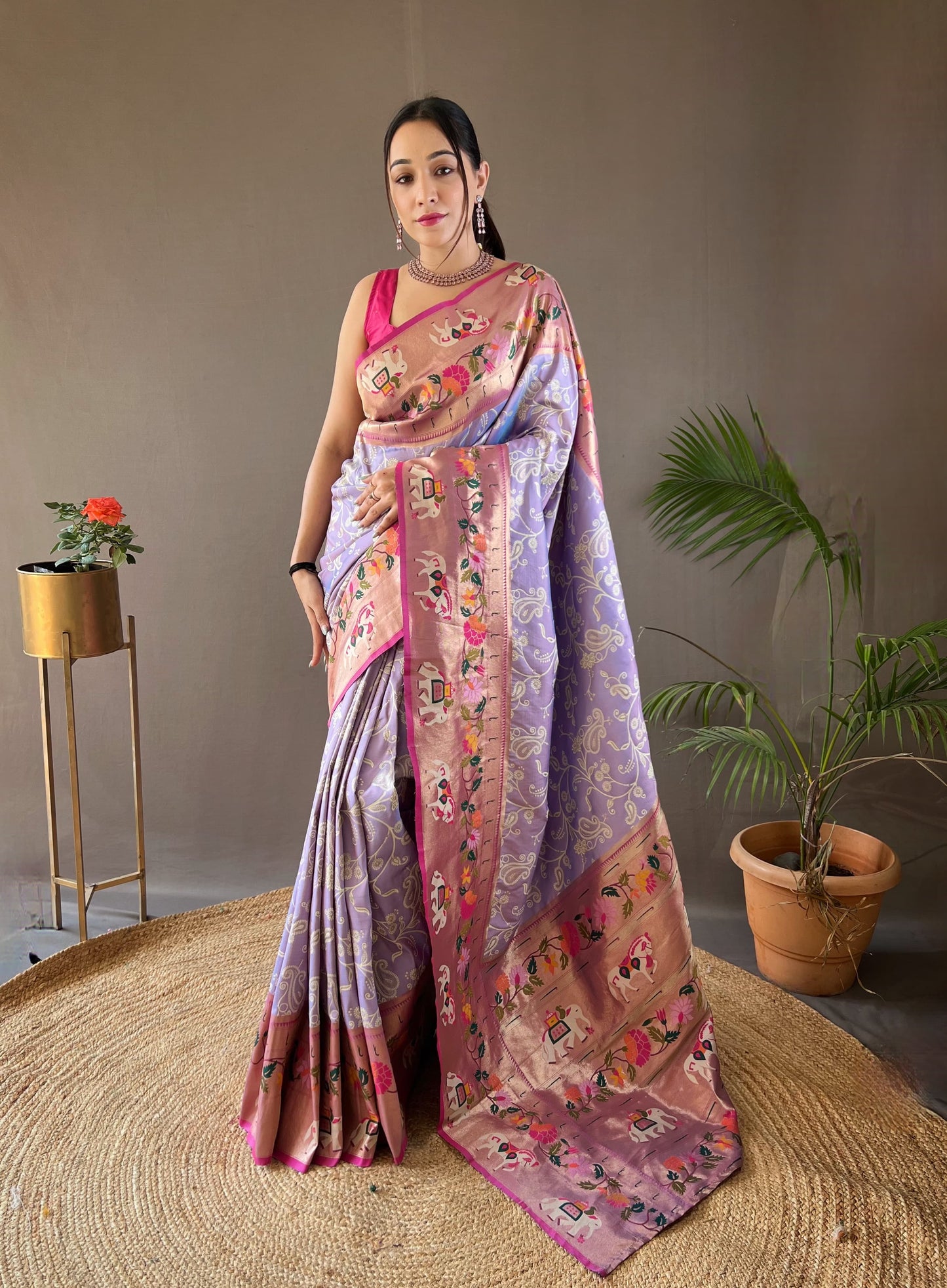 CYAN BLUE COLOR LAKHNOWI WEAVING WITH PATOLA FUSION SAREE