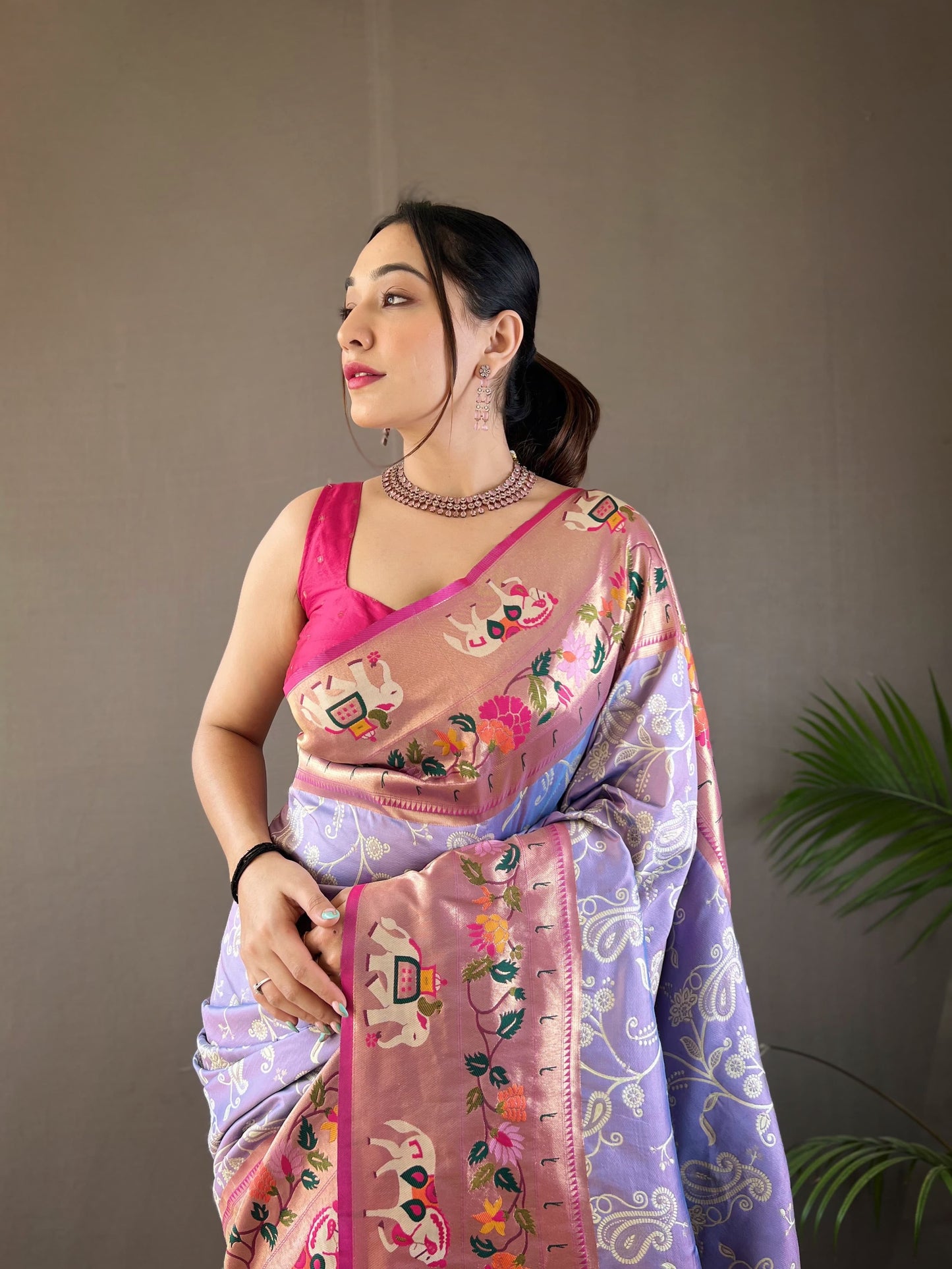 CYAN BLUE COLOR LAKHNOWI WEAVING WITH PATOLA FUSION SAREE