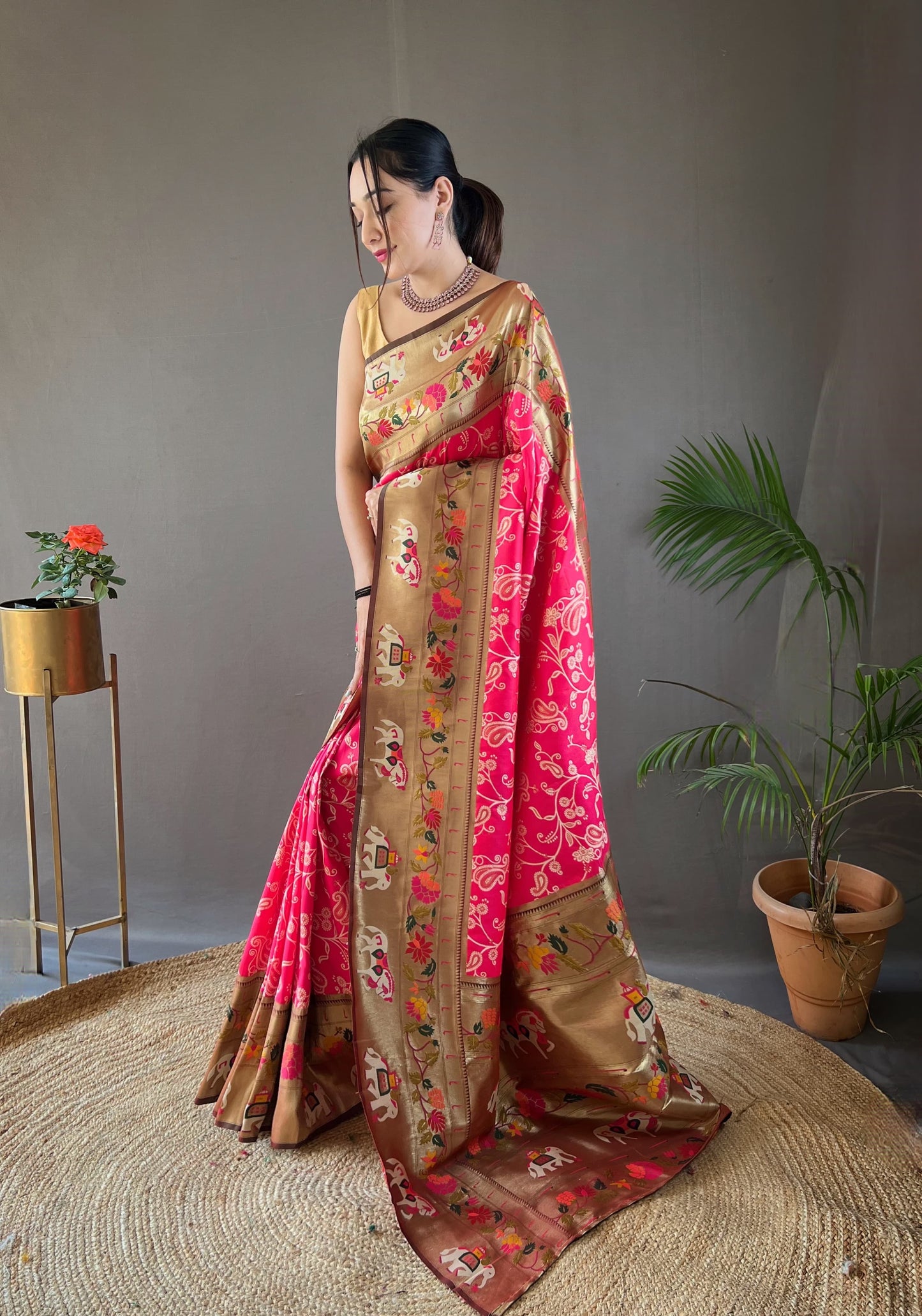 CYAN BLUE COLOR LAKHNOWI WEAVING WITH PATOLA FUSION SAREE