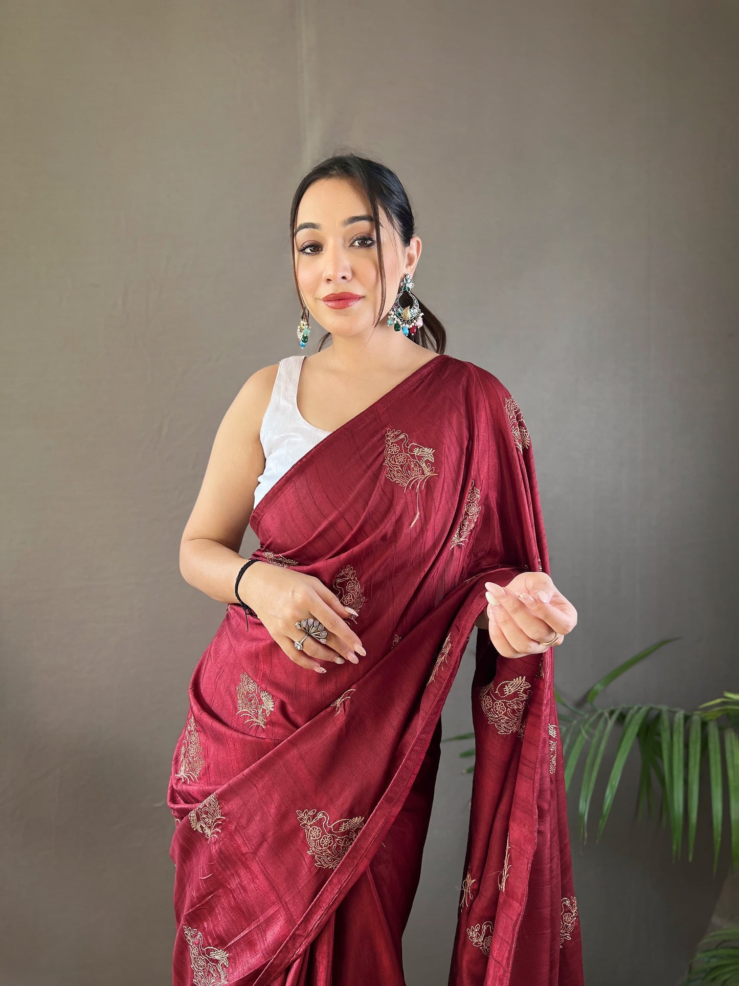 GOLDEN COLOR SOFT SILK WITH ZARI EMBROIDERY & PIPING WORK SAREE