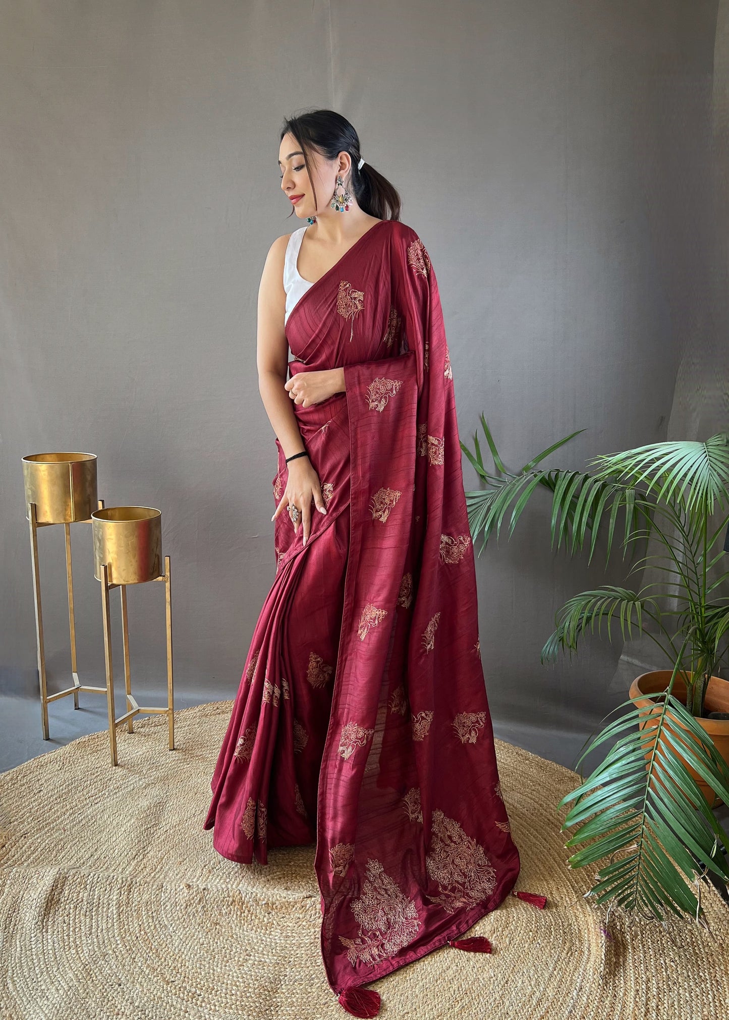 GOLDEN COLOR SOFT SILK WITH ZARI EMBROIDERY & PIPING WORK SAREE