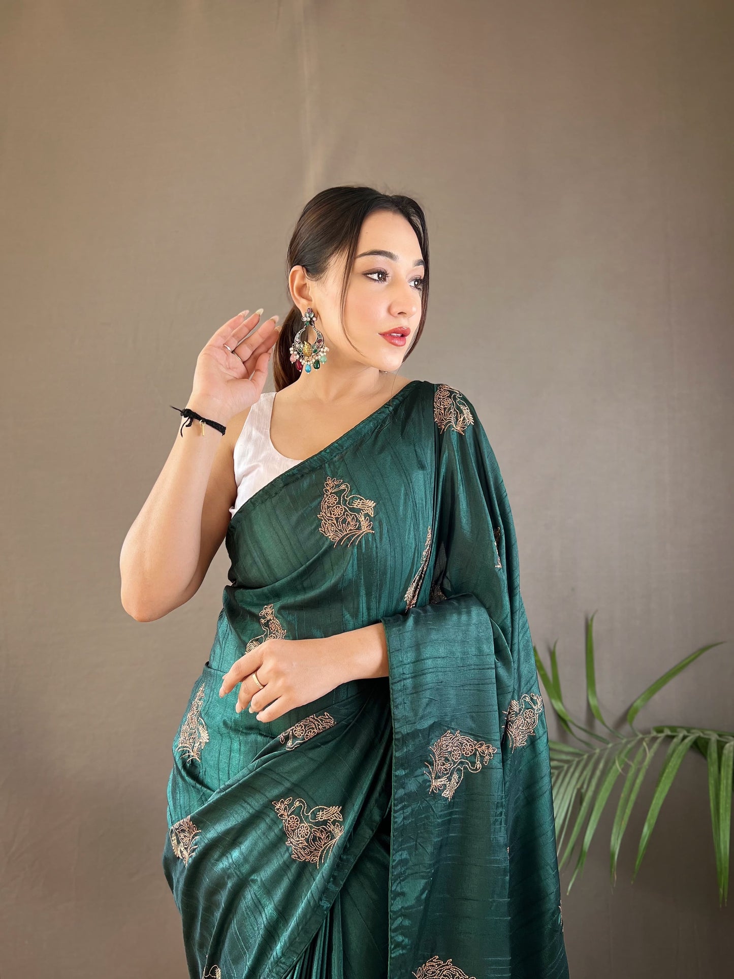 GOLDEN COLOR SOFT SILK WITH ZARI EMBROIDERY & PIPING WORK SAREE