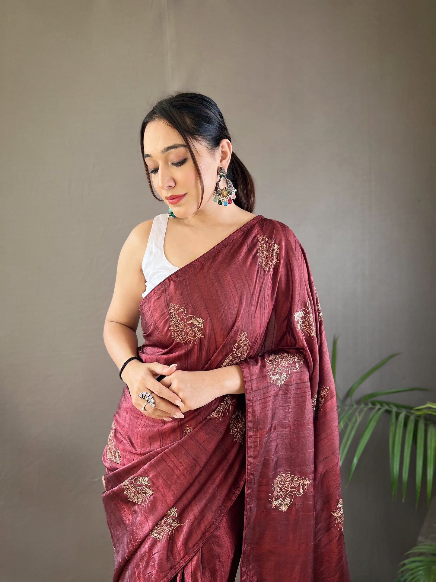 GOLDEN COLOR SOFT SILK WITH ZARI EMBROIDERY & PIPING WORK SAREE