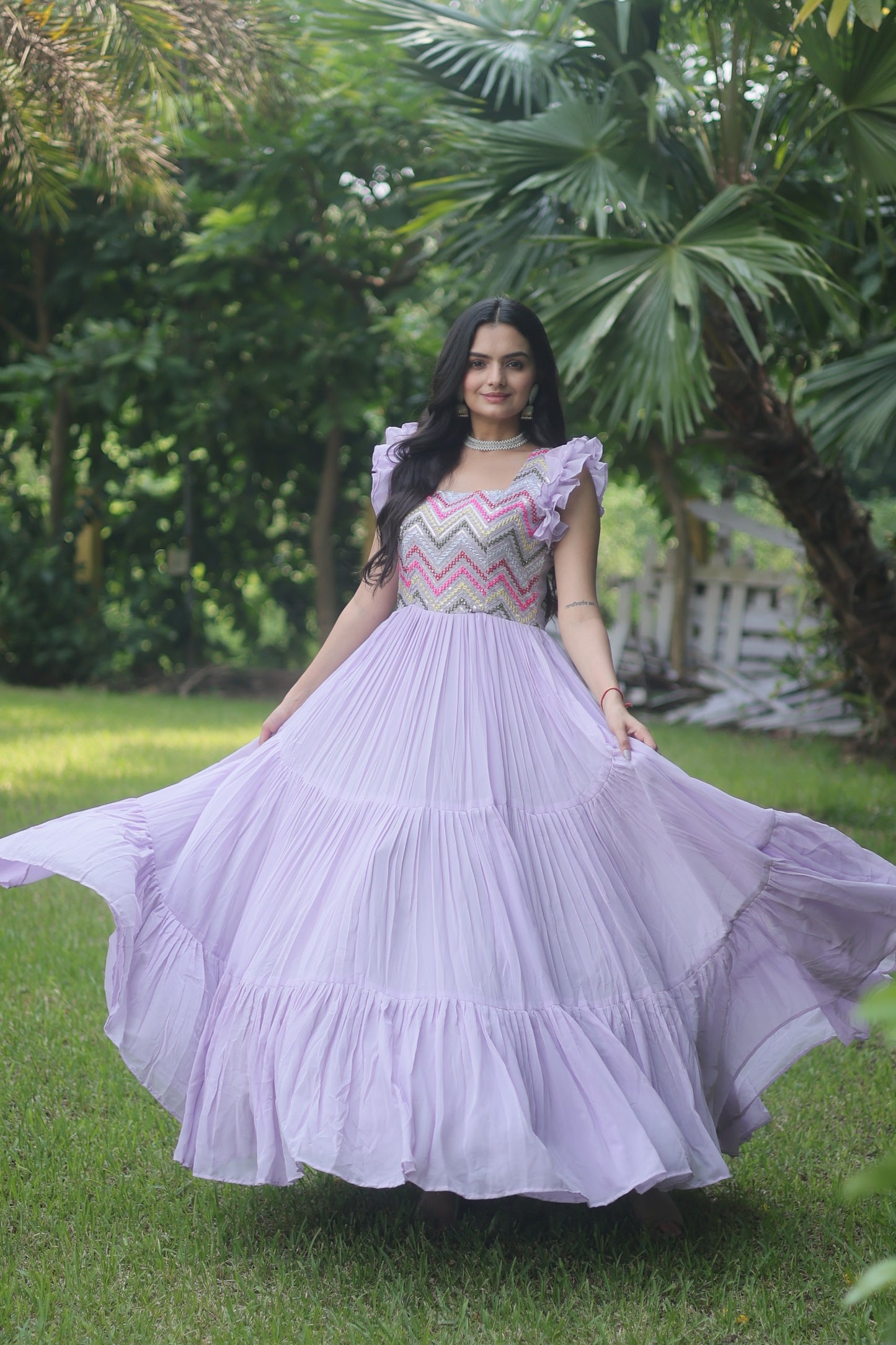 LUSH LAVENDER MULTI THREADED ANARKALI GOWN