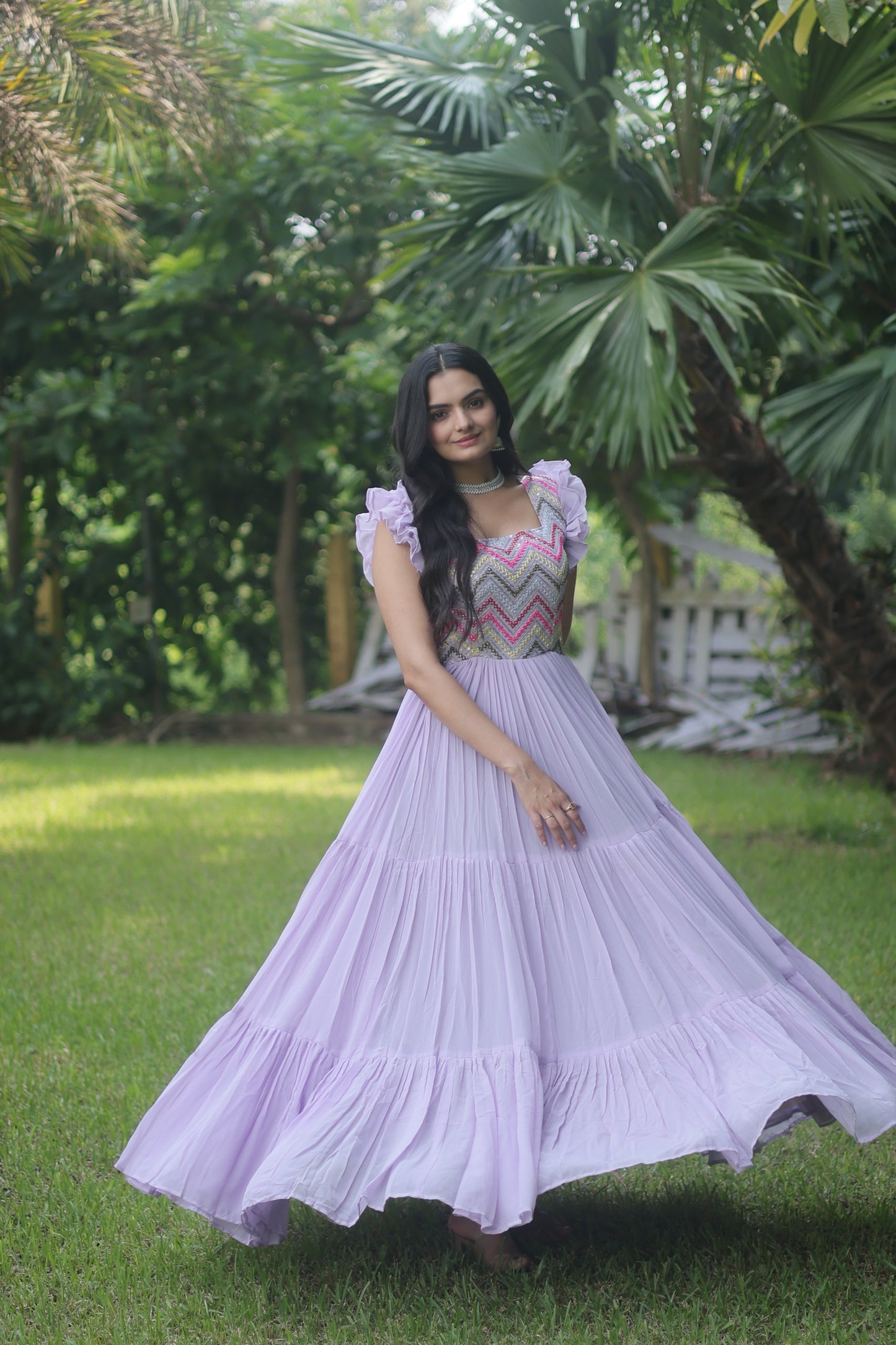 LUSH LAVENDER MULTI THREADED ANARKALI GOWN