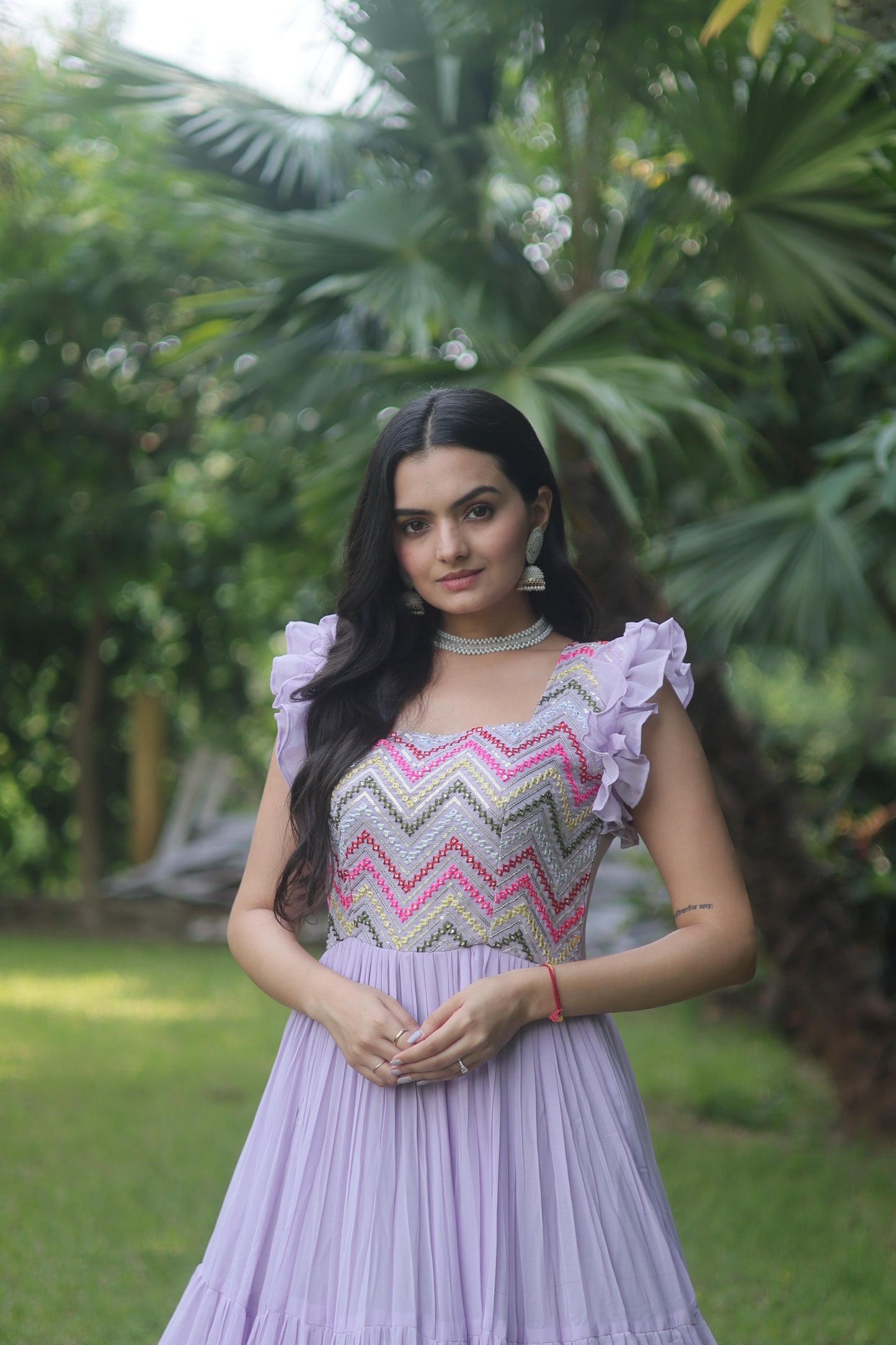 LUSH LAVENDER MULTI THREADED ANARKALI GOWN