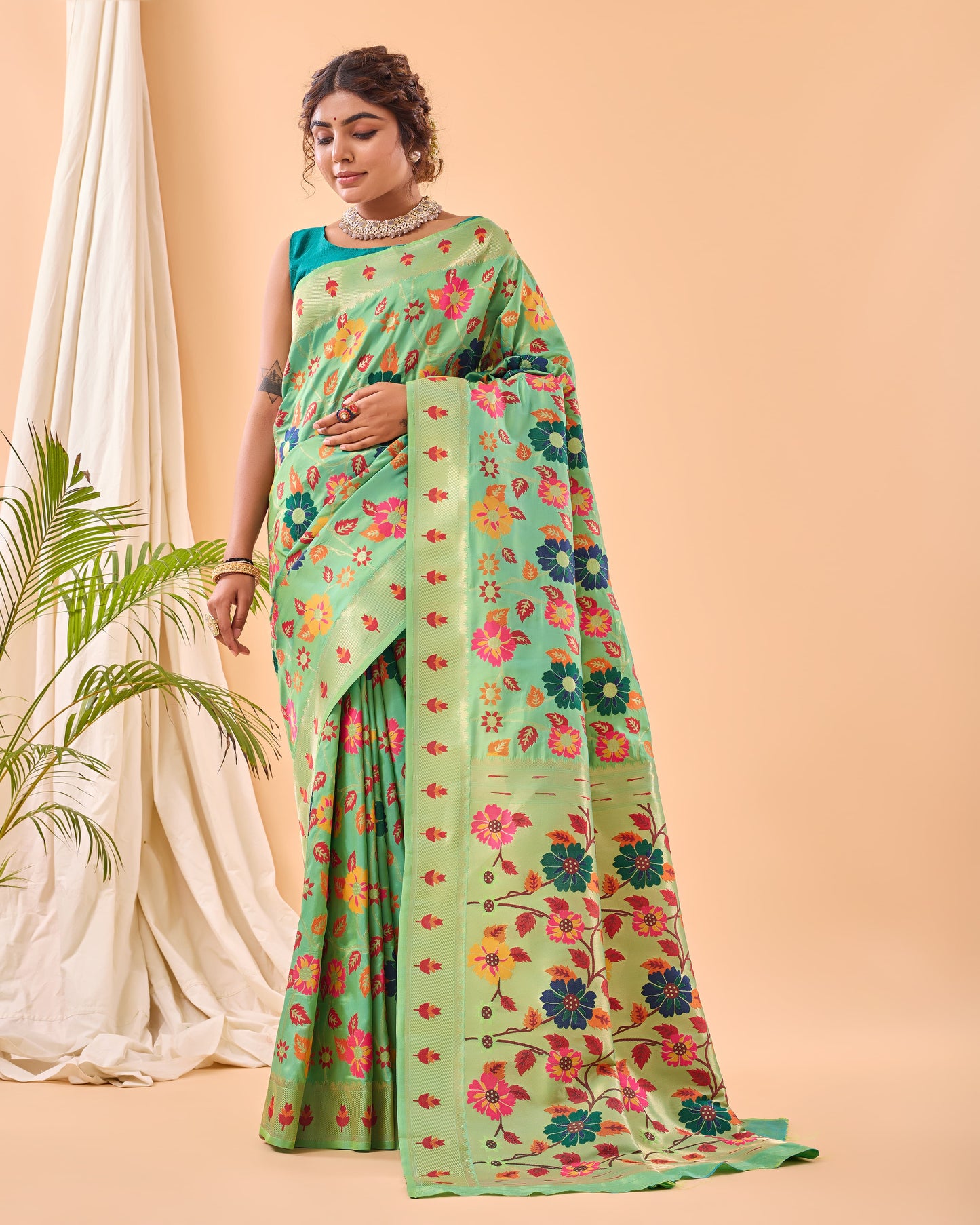 DARK BLUE PURE PAITHANI SILK SAREE