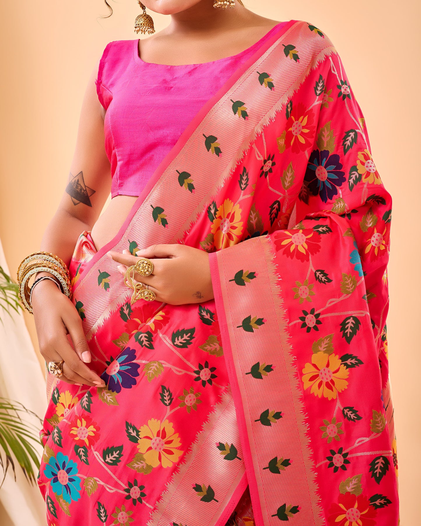 DARK BLUE PURE PAITHANI SILK SAREE