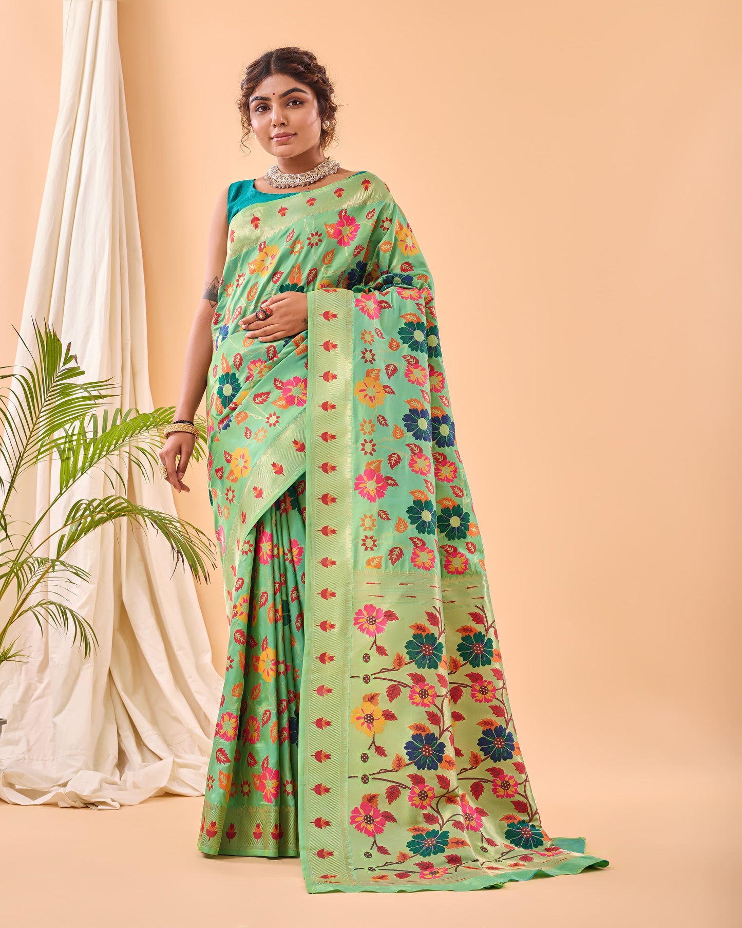 DARK BLUE PURE PAITHANI SILK SAREE