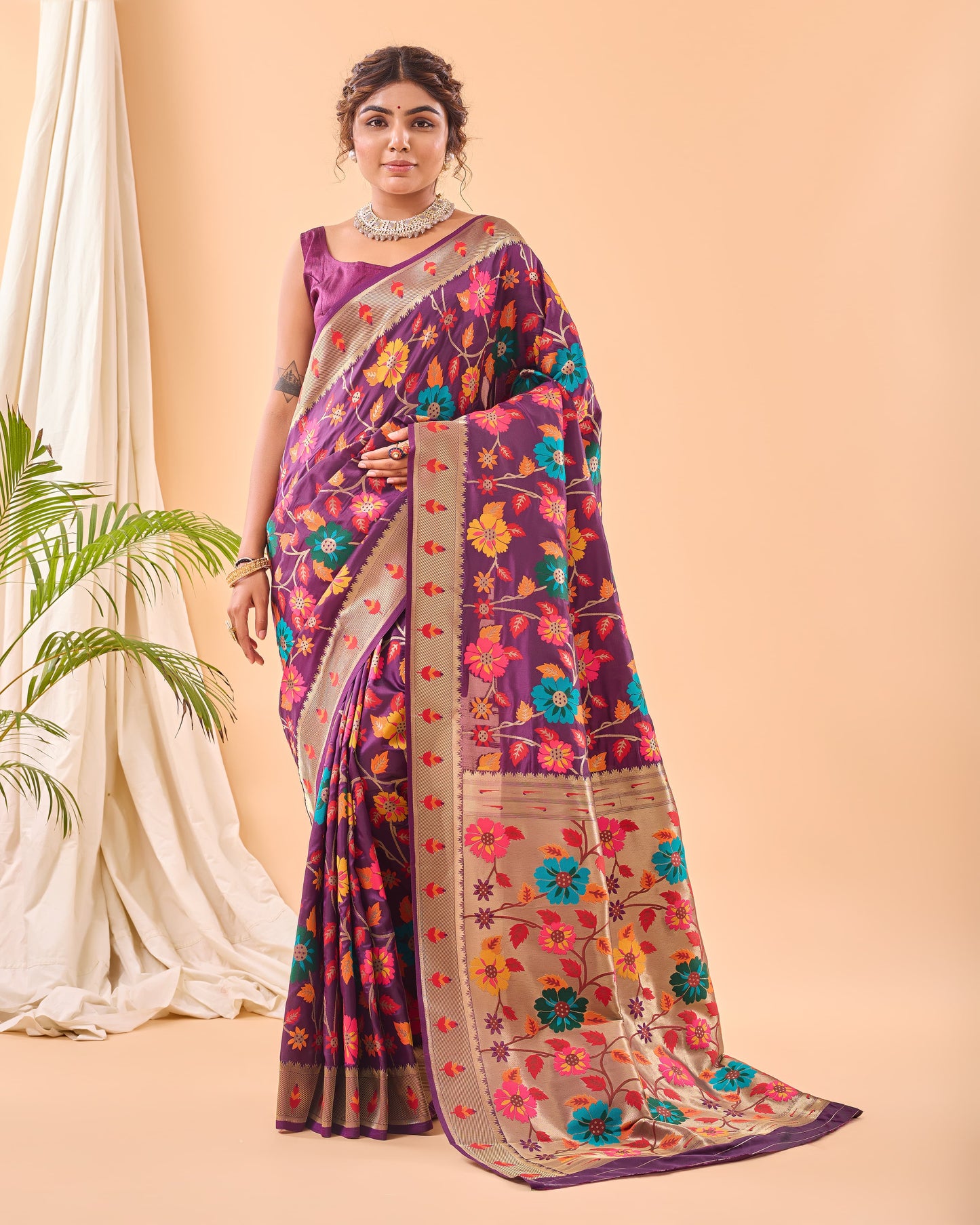 DARK BLUE PURE PAITHANI SILK SAREE