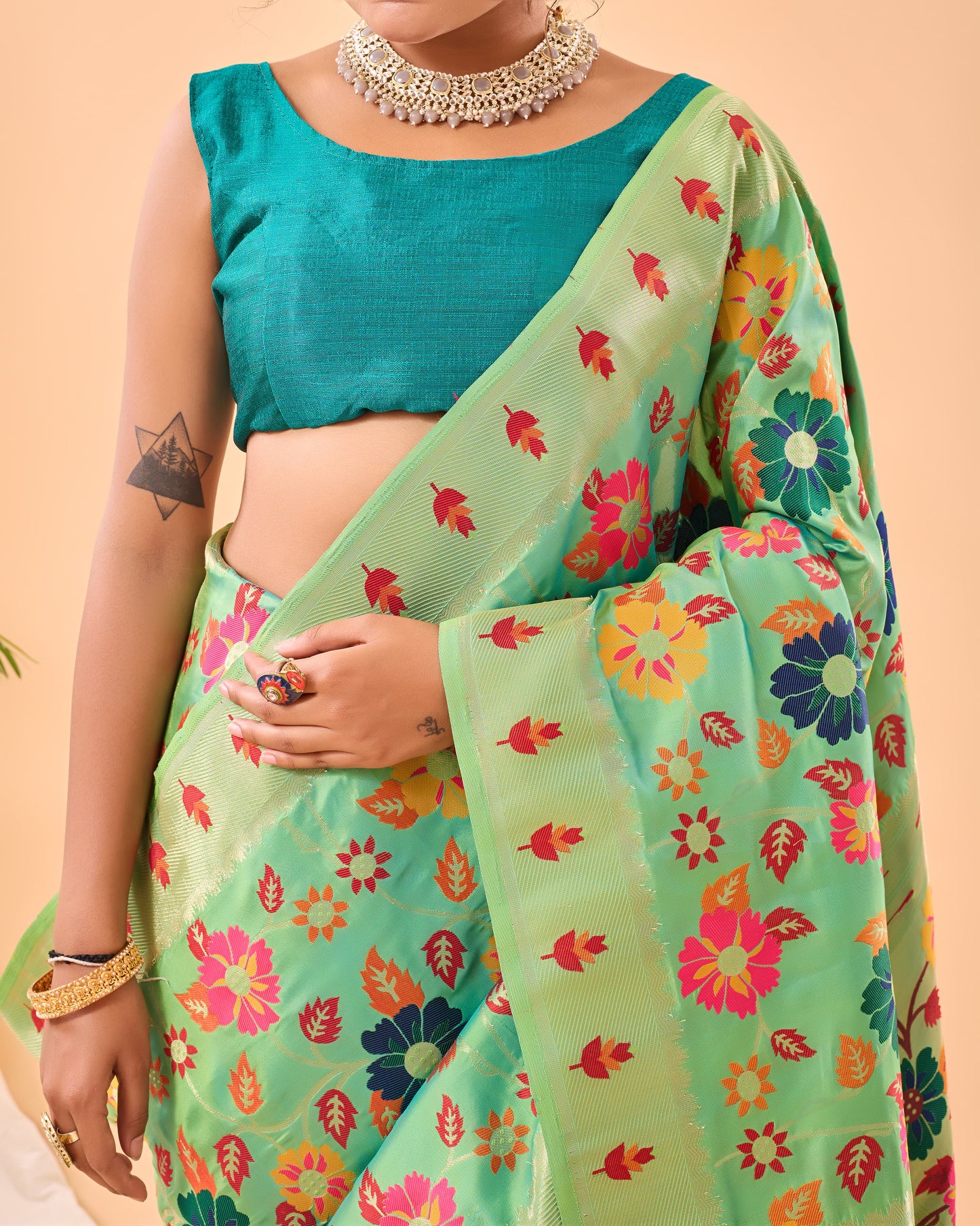DARK BLUE PURE PAITHANI SILK SAREE