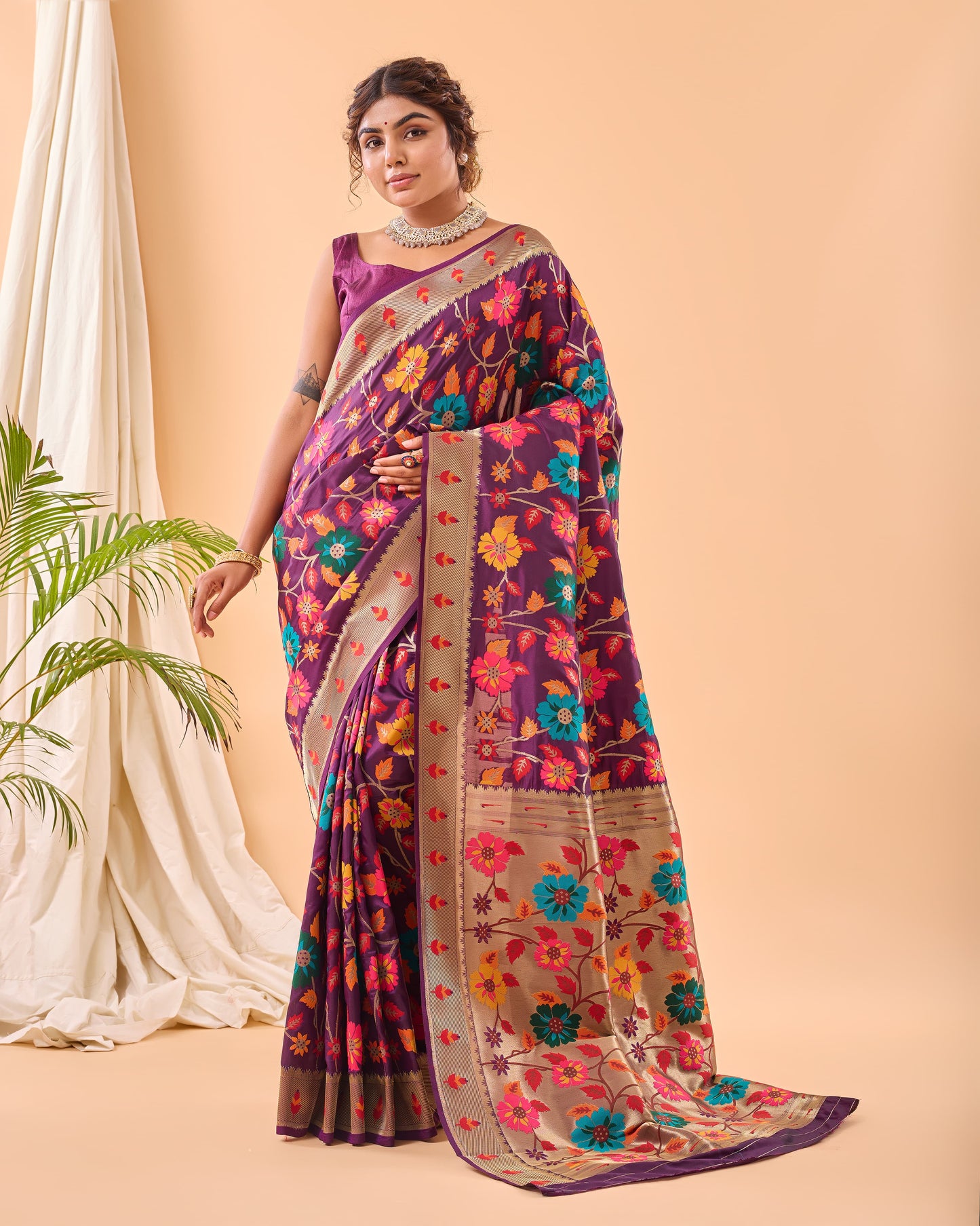 DARK BLUE PURE PAITHANI SILK SAREE