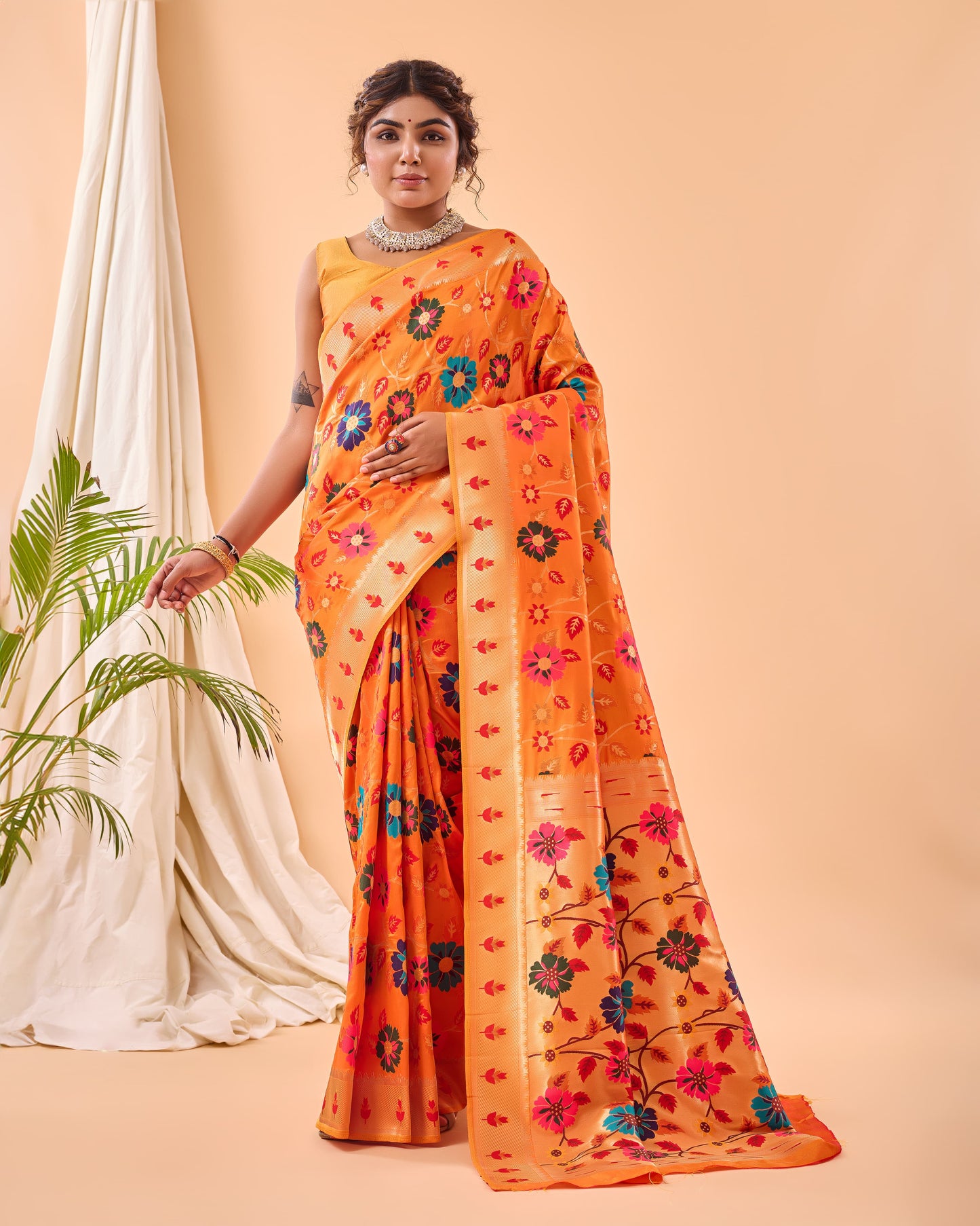 DARK BLUE PURE PAITHANI SILK SAREE