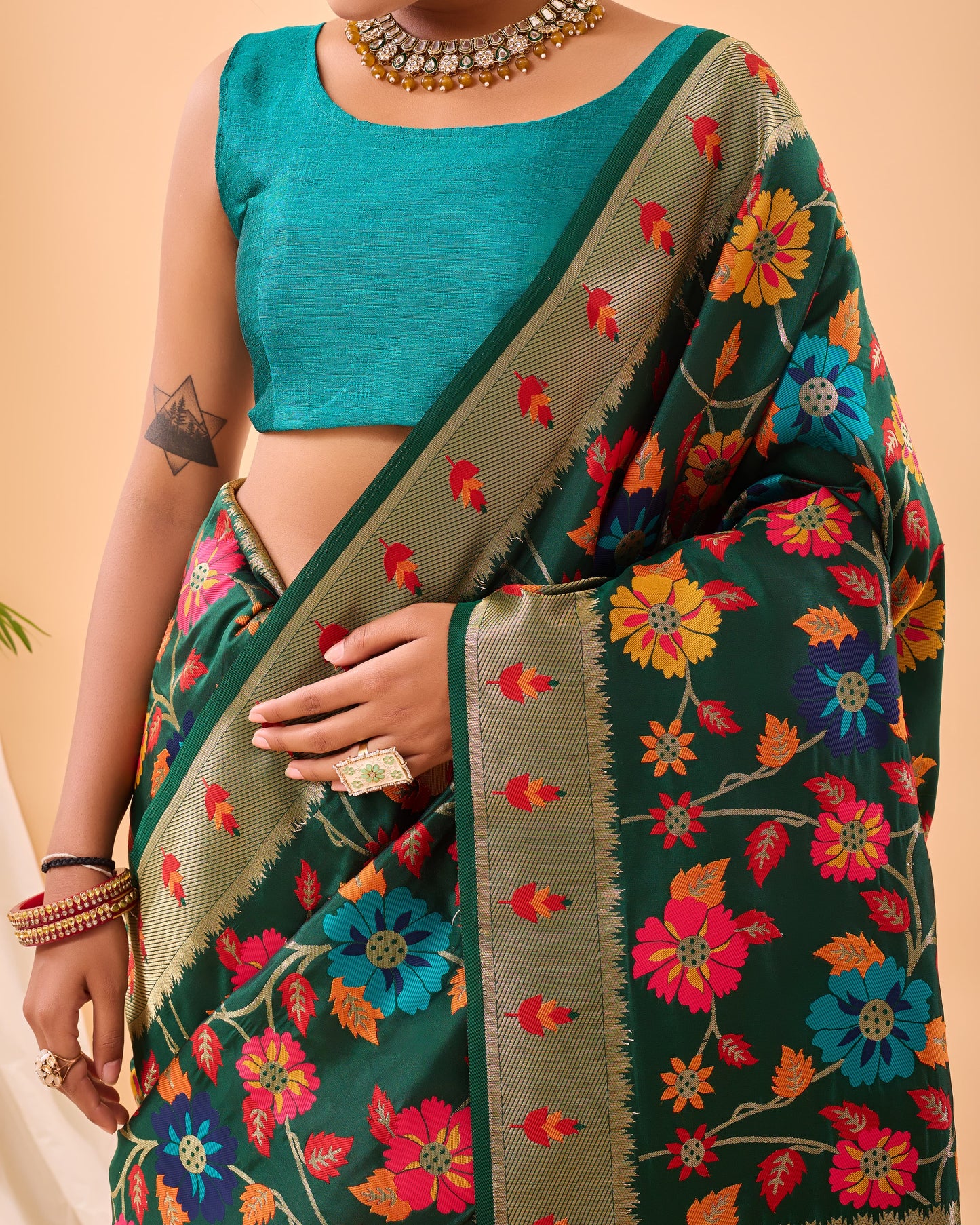 DARK BLUE PURE PAITHANI SILK SAREE