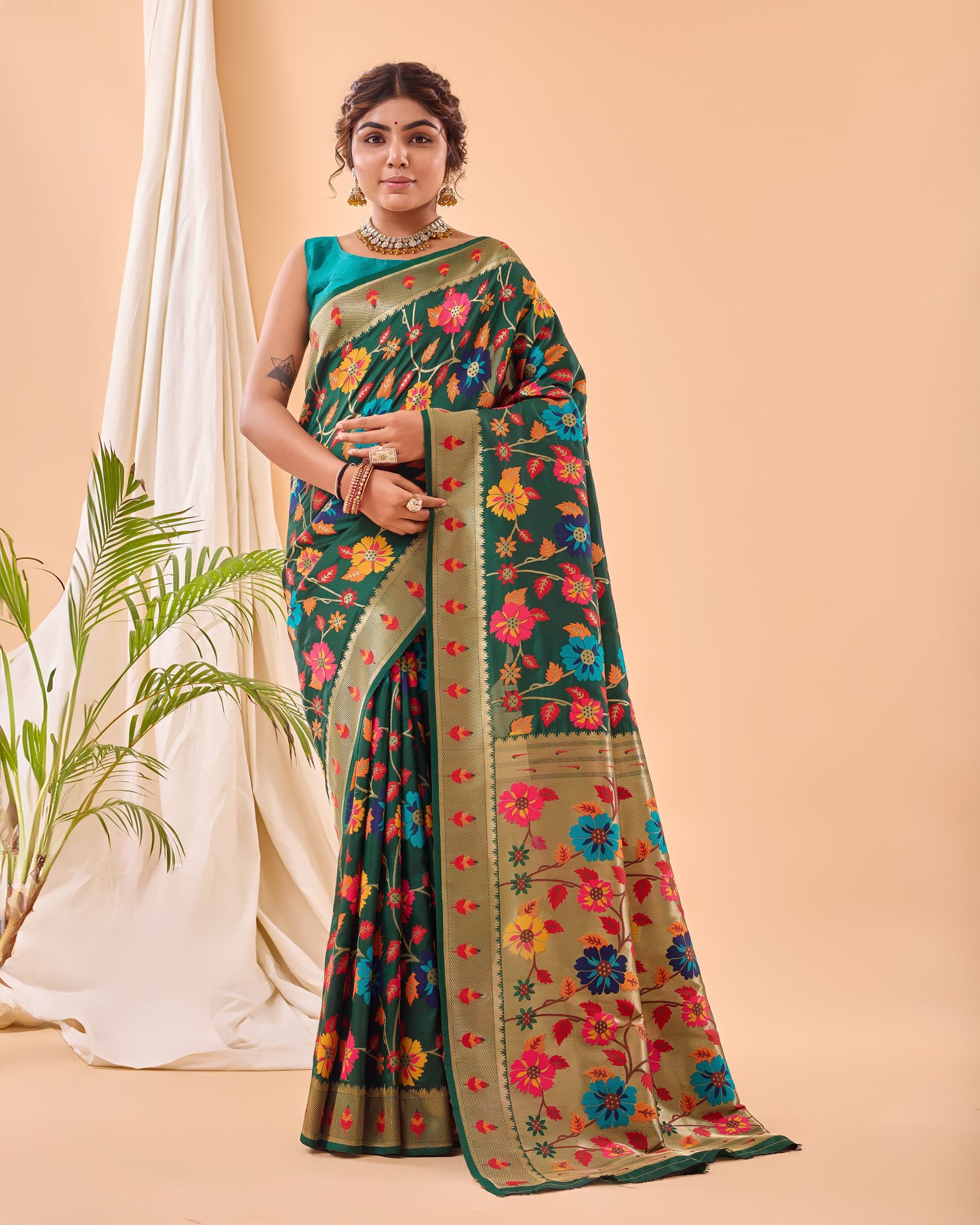 DARK BLUE PURE PAITHANI SILK SAREE