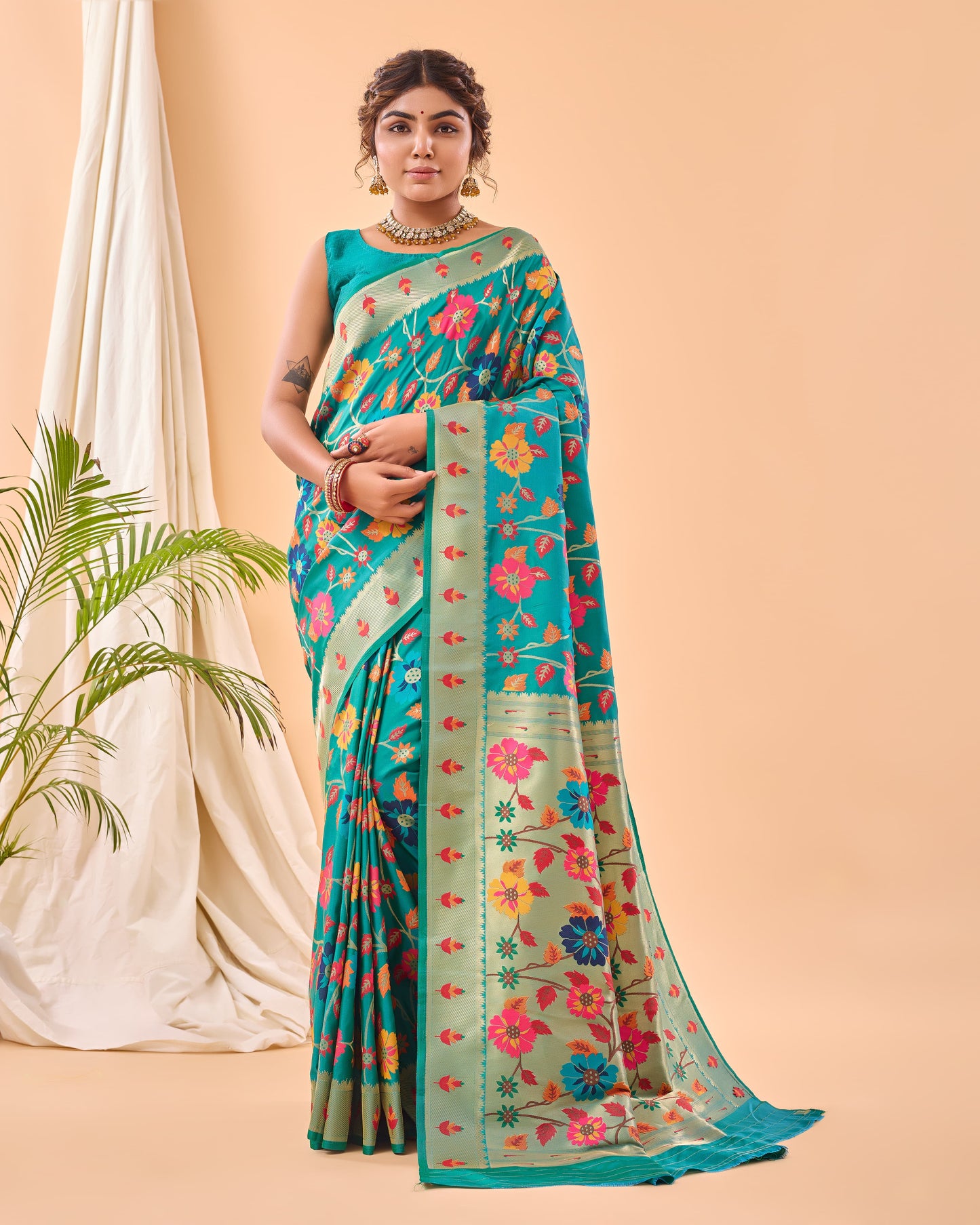 DARK BLUE PURE PAITHANI SILK SAREE