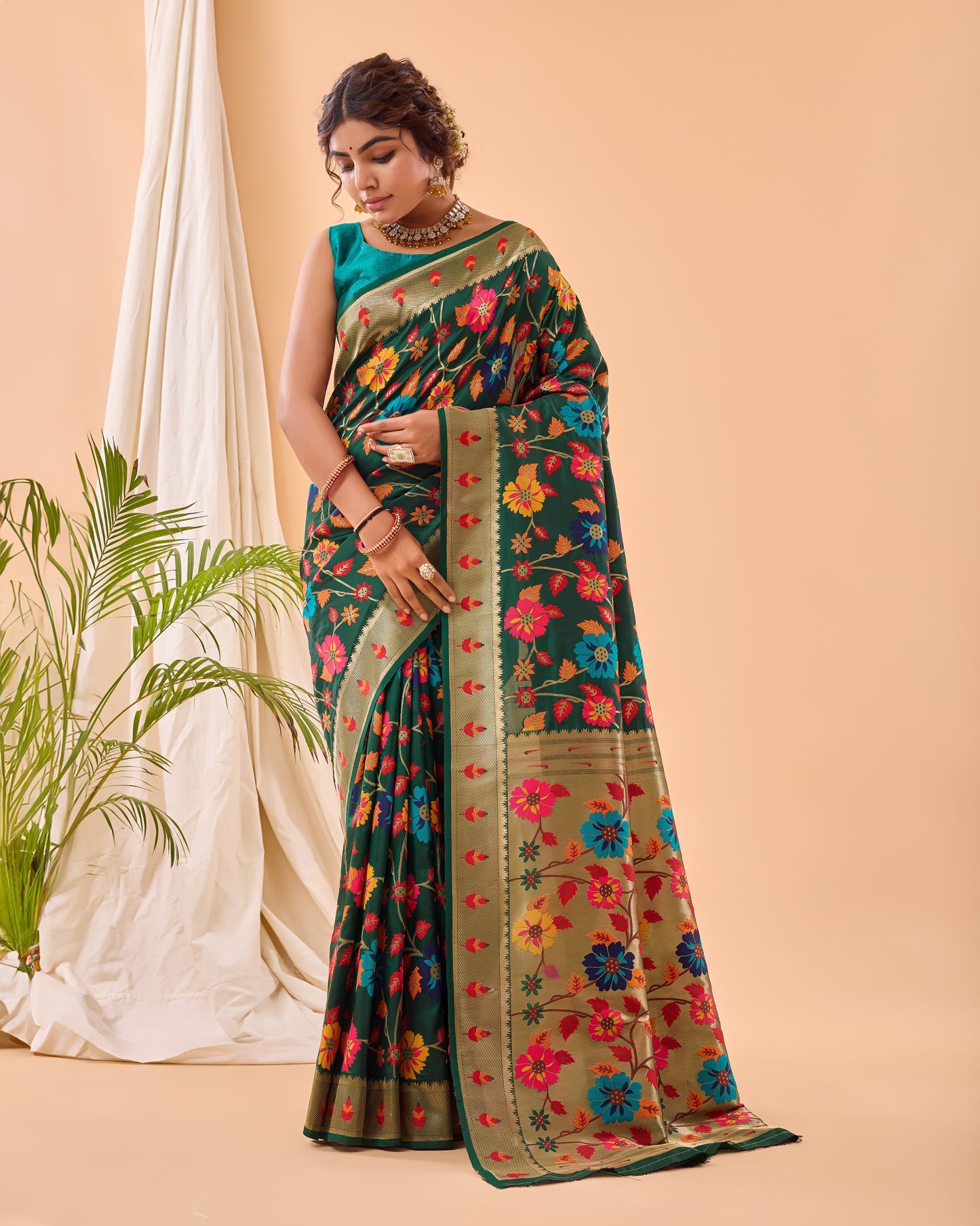 DARK BLUE PURE PAITHANI SILK SAREE
