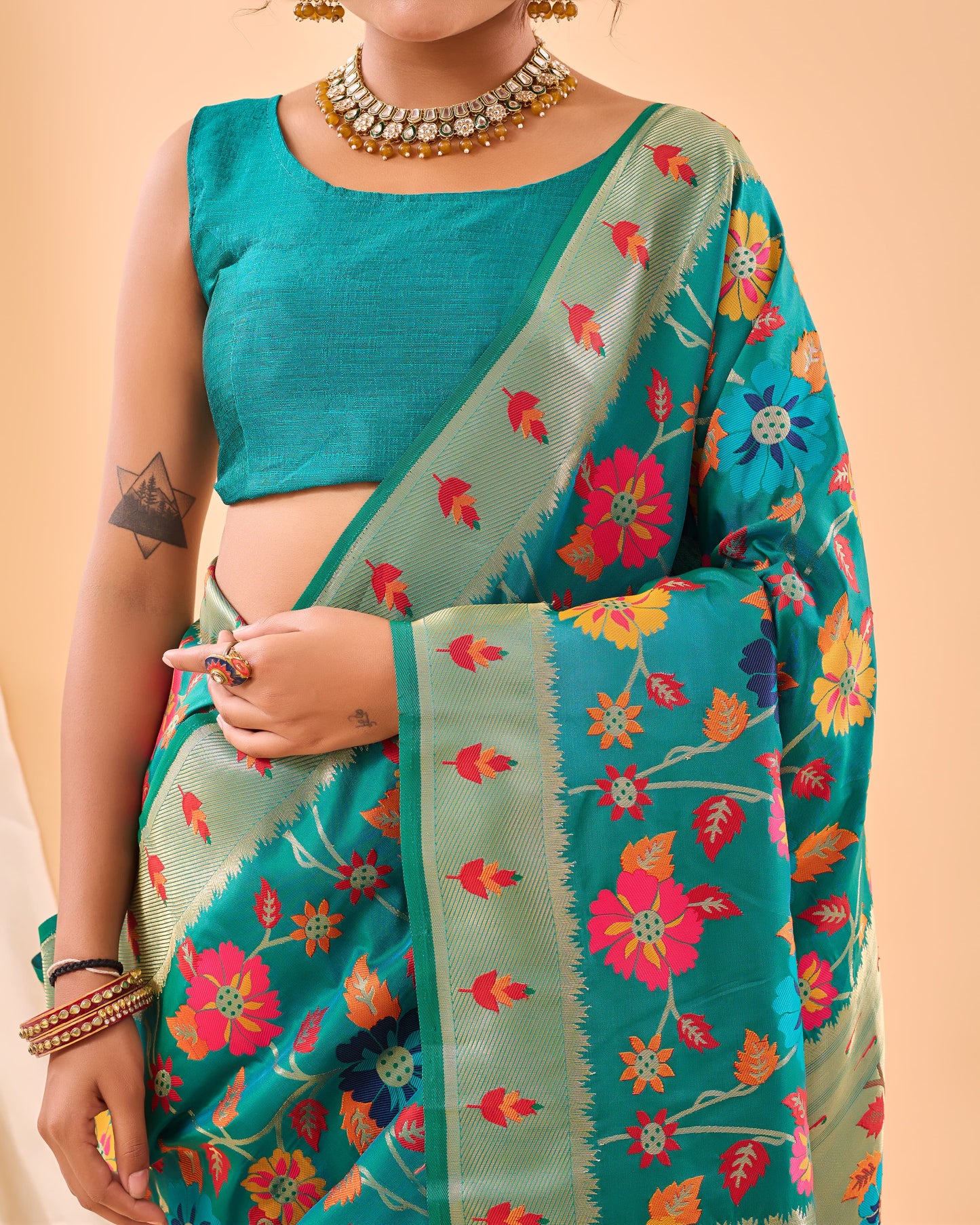 DARK BLUE PURE PAITHANI SILK SAREE