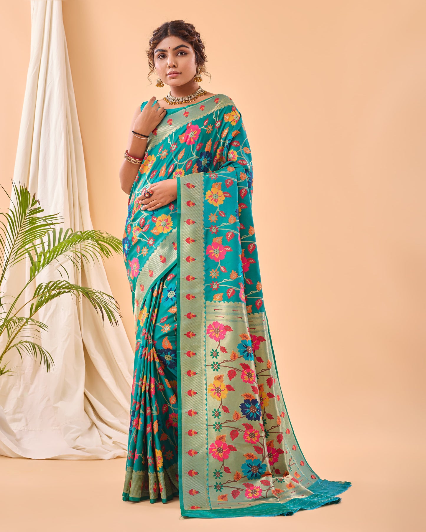 DARK BLUE PURE PAITHANI SILK SAREE