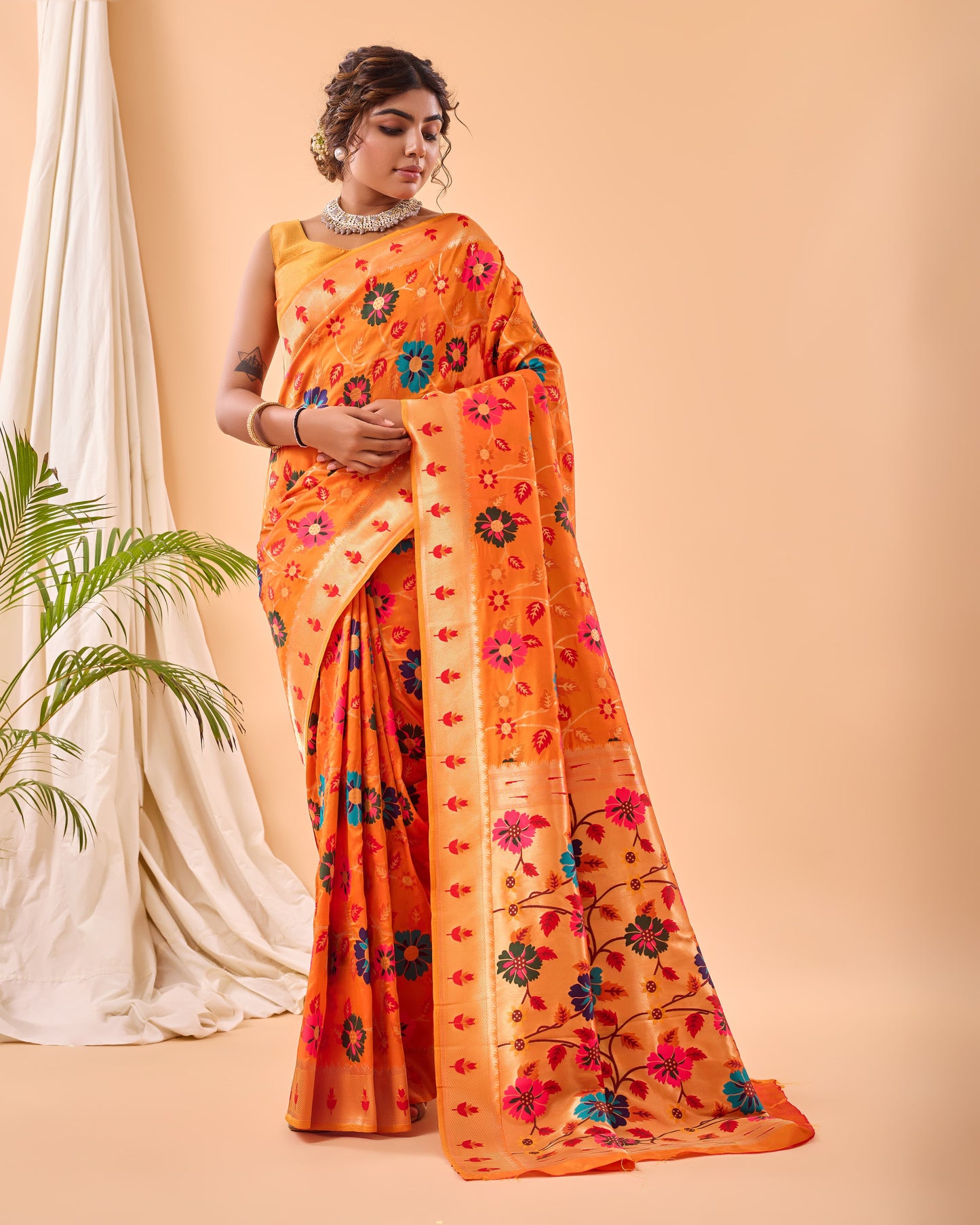 DARK BLUE PURE PAITHANI SILK SAREE