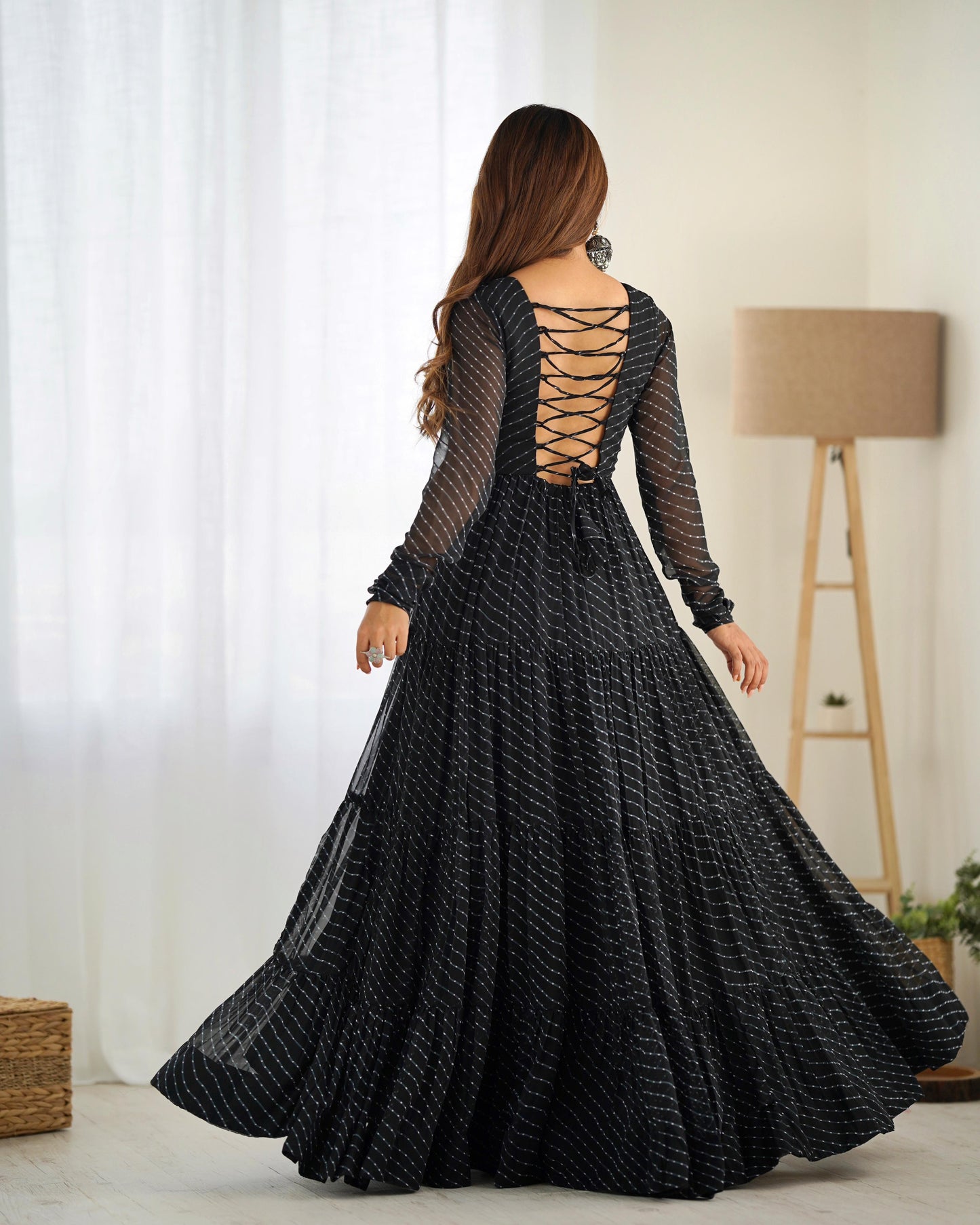 BLACK KATCHI PATCHWORK ANARKALI