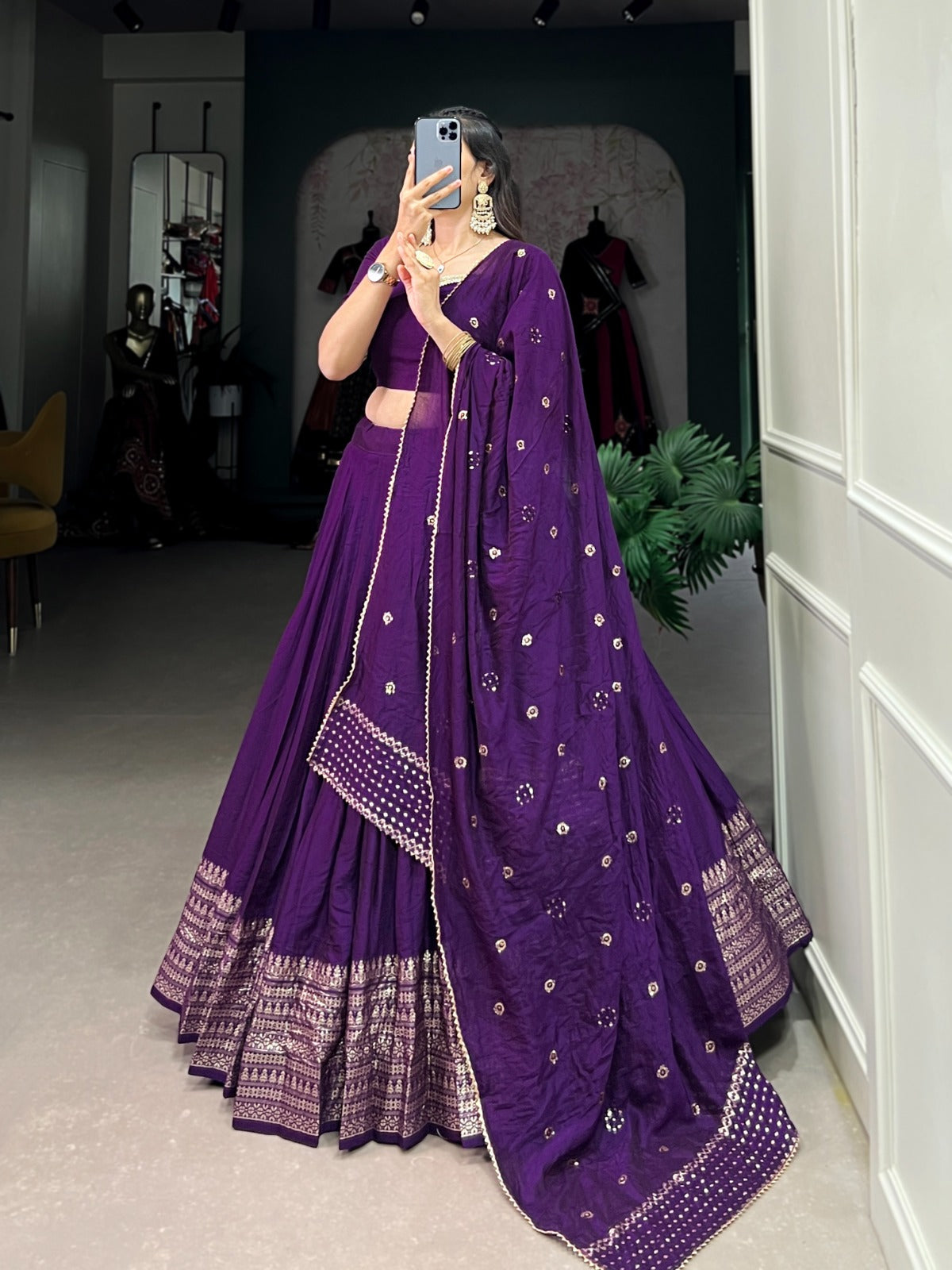 DEEP PURPLE ZARI BORDER LEHENGA