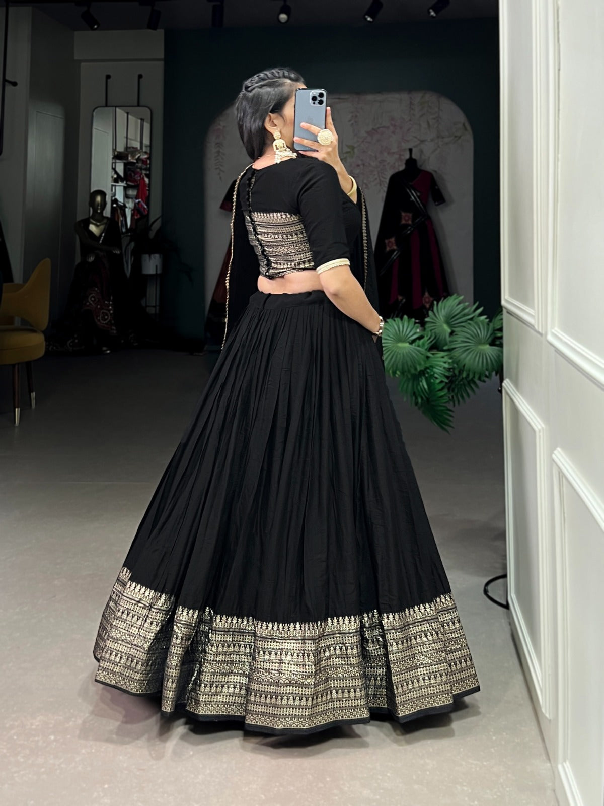BLACK ZARI BORDER LEHENGA