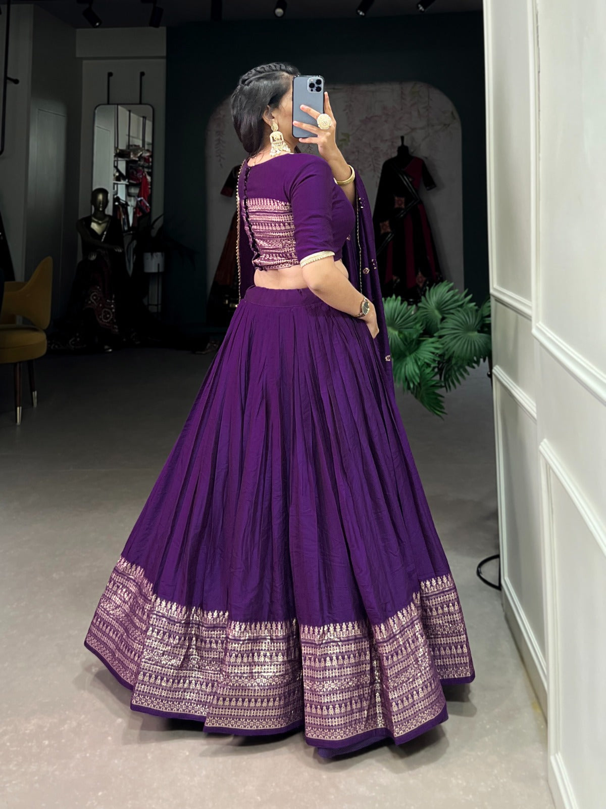 DEEP PURPLE ZARI BORDER LEHENGA