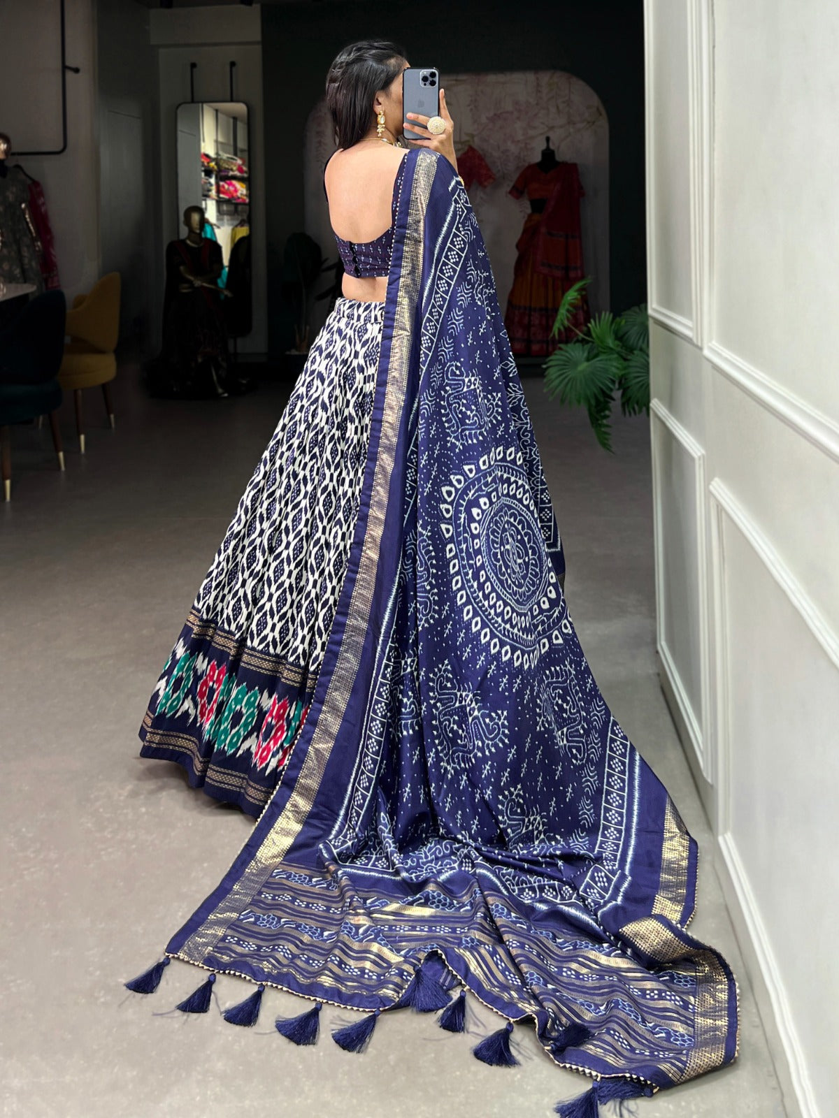 BLUE REDIANT IKKAT LEHNGA