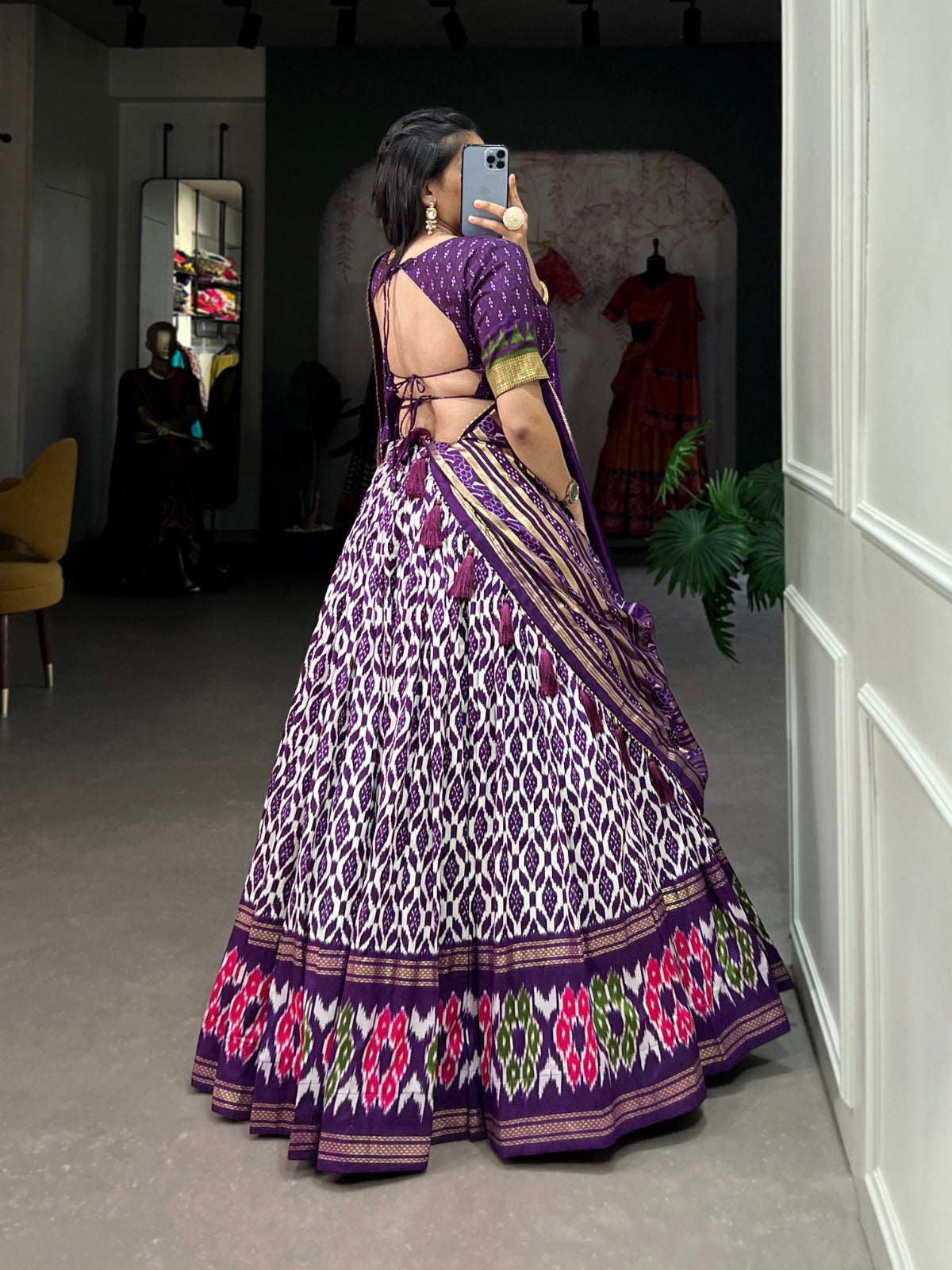 PURPLE REDIANT IKKAT LEHNGA
