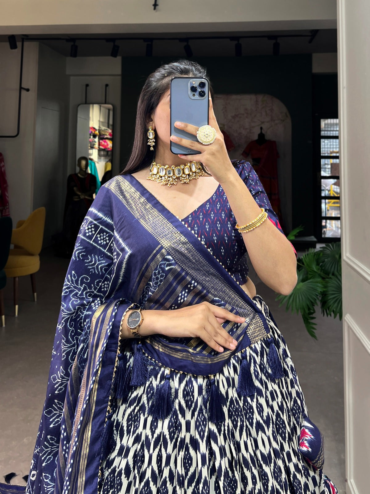 BLUE REDIANT IKKAT LEHNGA