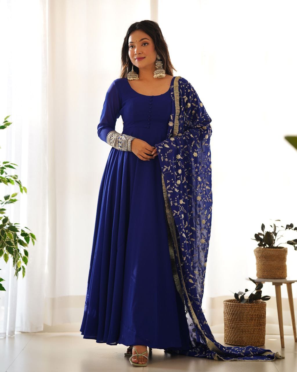 WINE CLOR ROYAL SOFT GEORGETTE FULLY FLAIR ANARKALI GOWN WITH DUPATTA