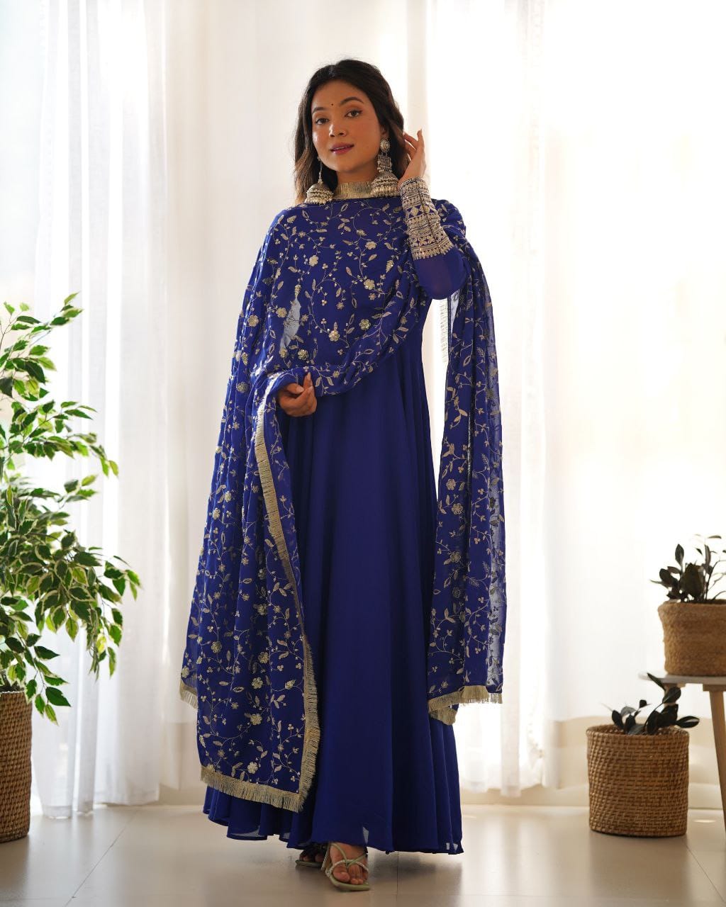 WINE CLOR ROYAL SOFT GEORGETTE FULLY FLAIR ANARKALI GOWN WITH DUPATTA