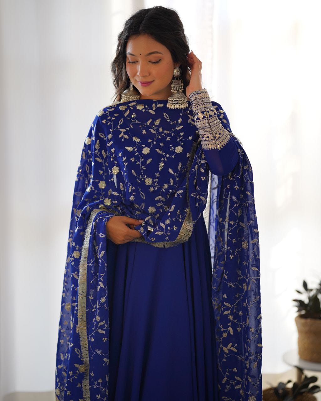 WINE CLOR ROYAL SOFT GEORGETTE FULLY FLAIR ANARKALI GOWN WITH DUPATTA