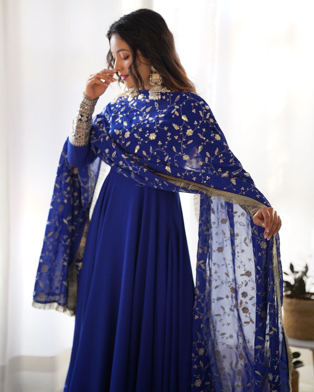 WINE CLOR ROYAL SOFT GEORGETTE FULLY FLAIR ANARKALI GOWN WITH DUPATTA