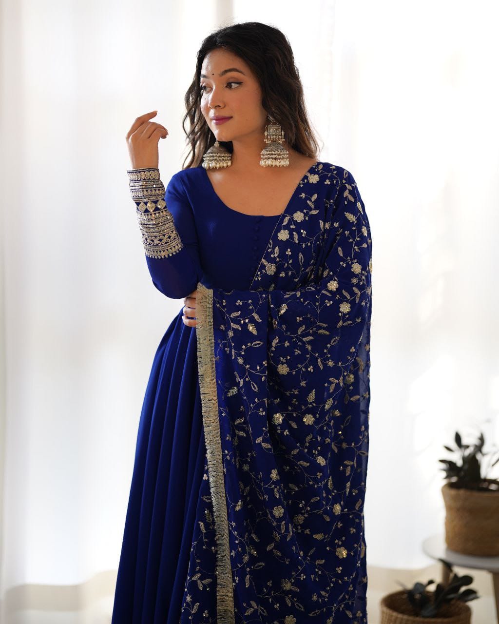 WINE CLOR ROYAL SOFT GEORGETTE FULLY FLAIR ANARKALI GOWN WITH DUPATTA